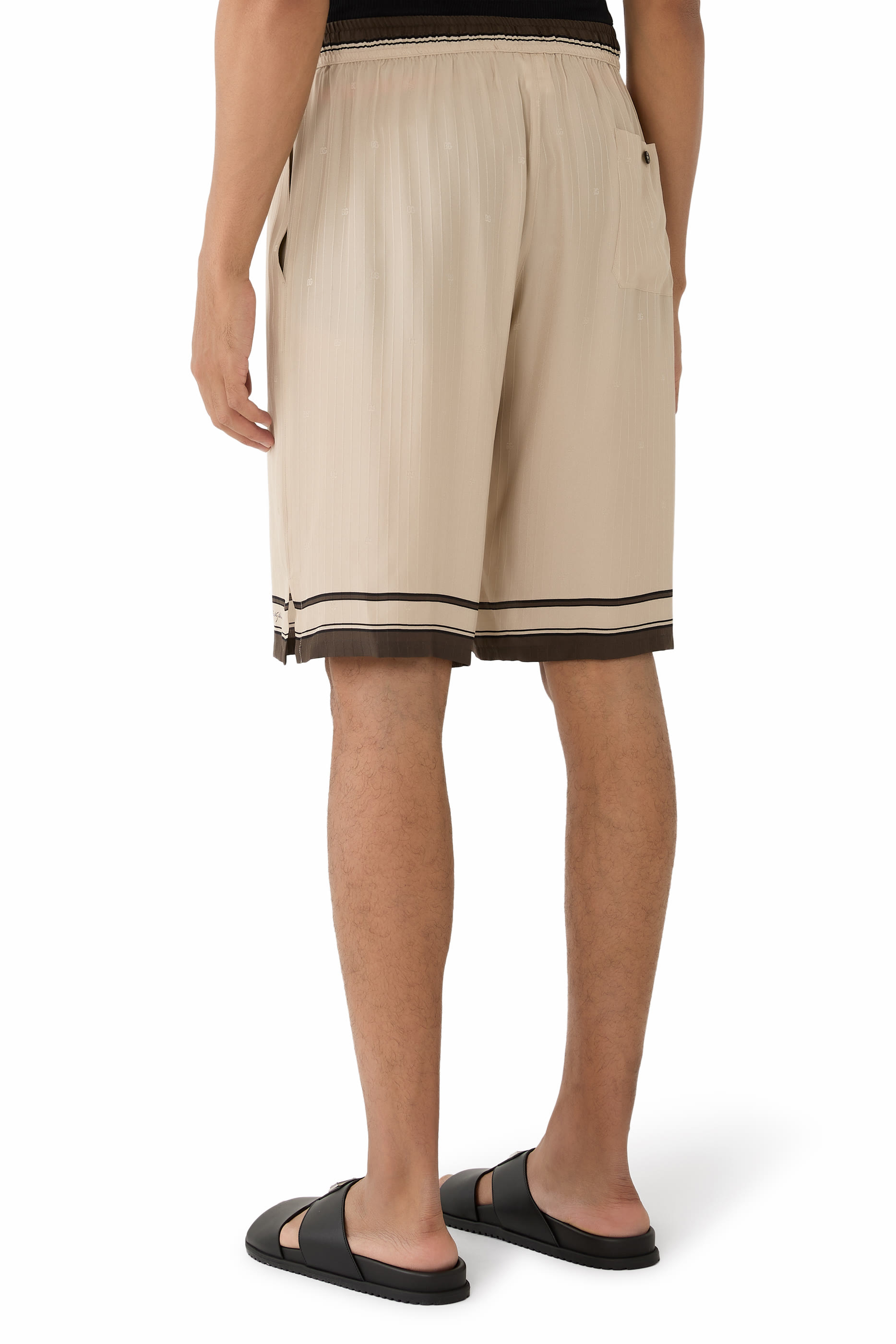 Logo & Stripe-Print Vanity Silk Bermuda Shorts 