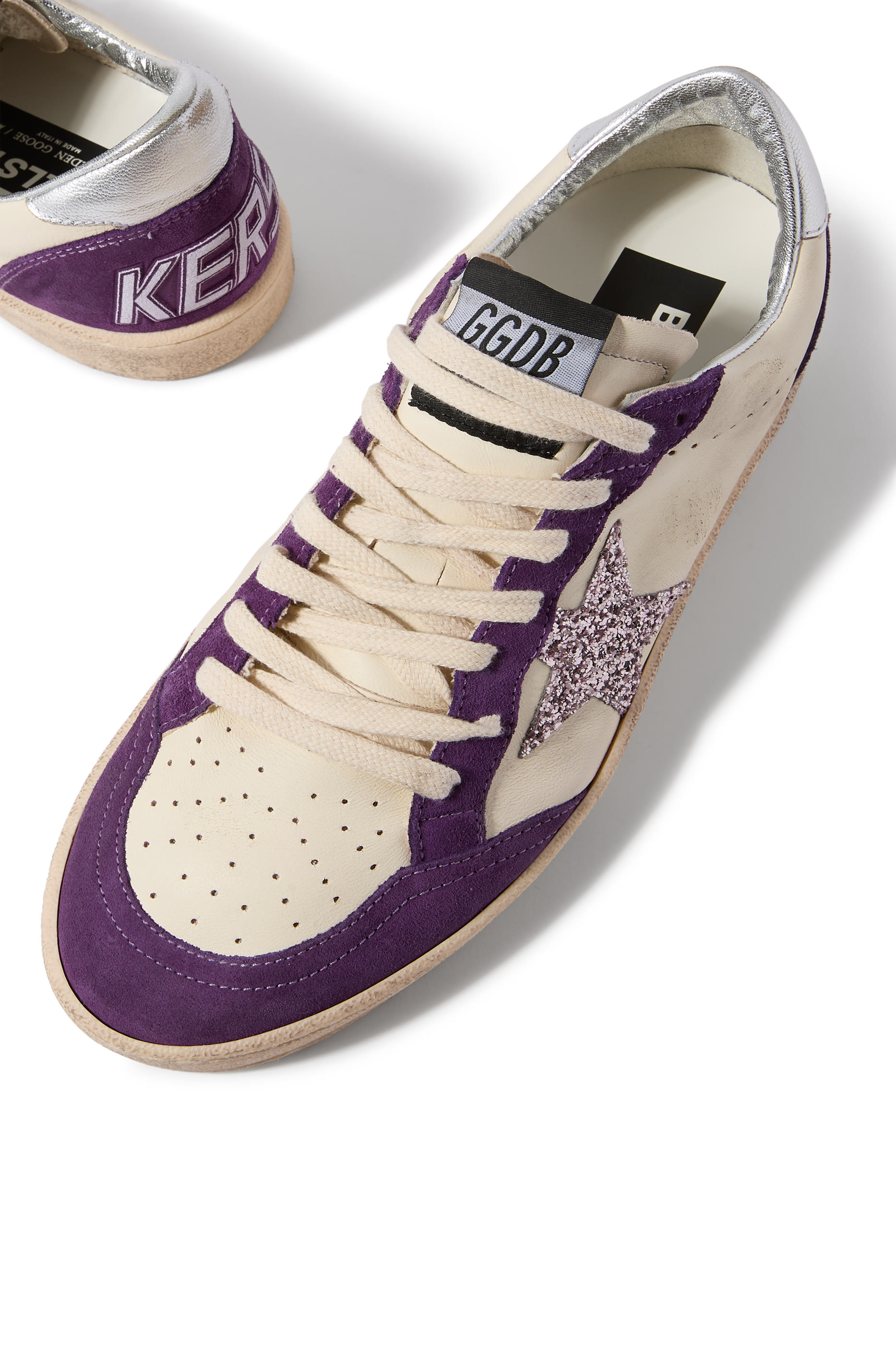 Ball Star Sneakers with Golden Glitter Star and Silver Heel Tab