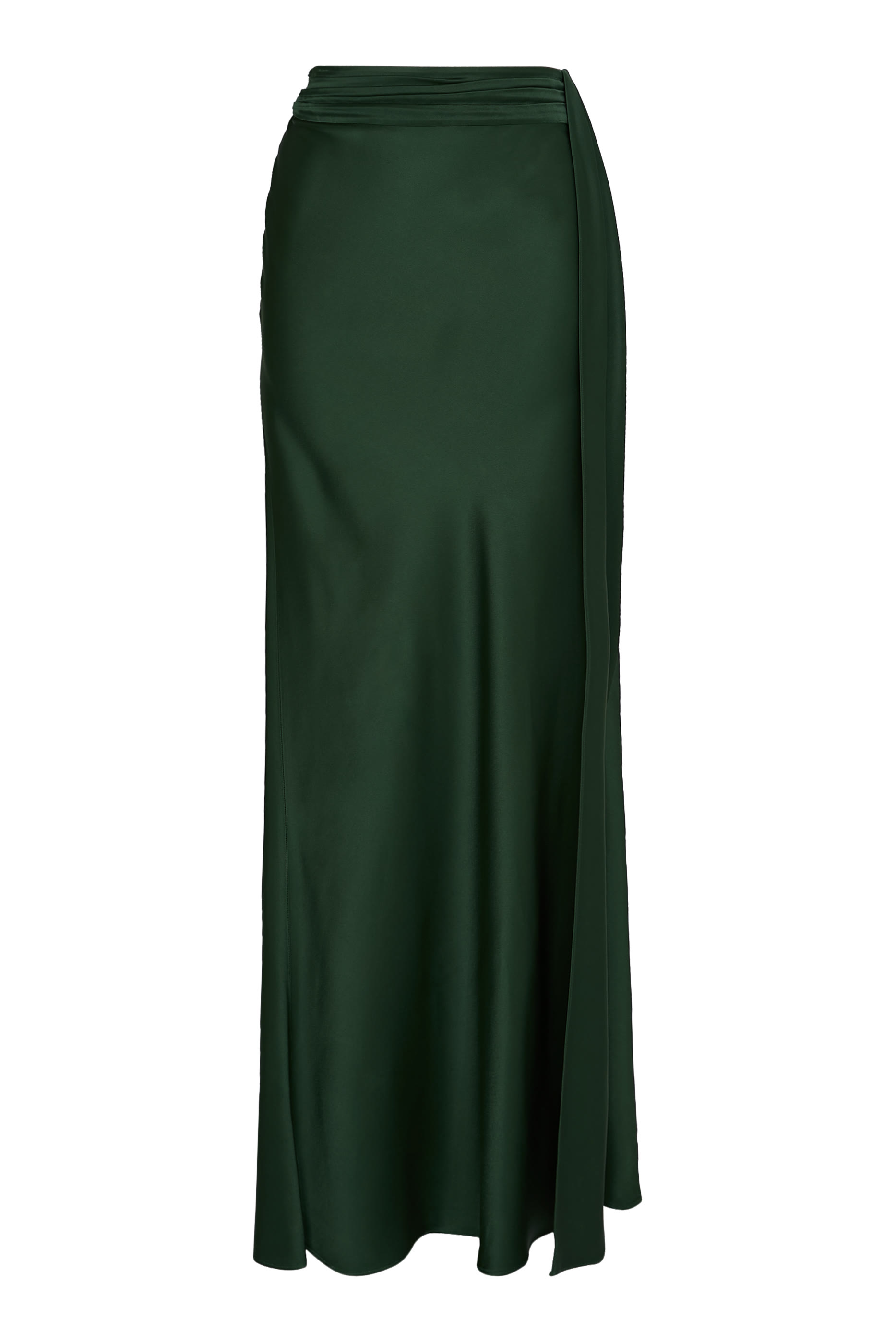 Asymmetric Waist Satin Maxi Skirt