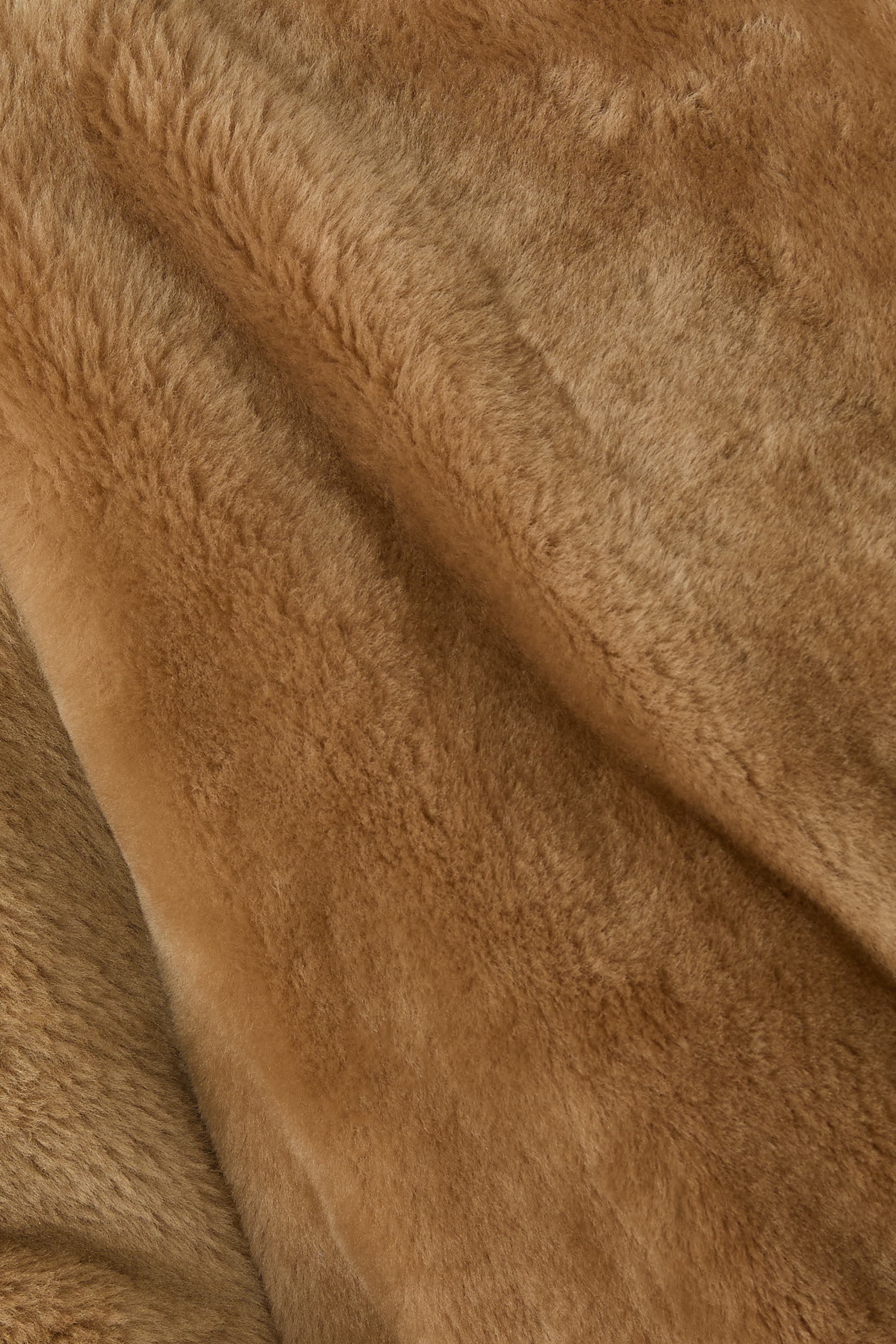 Notched-Lapel Slip-Pocket Shearling Coat