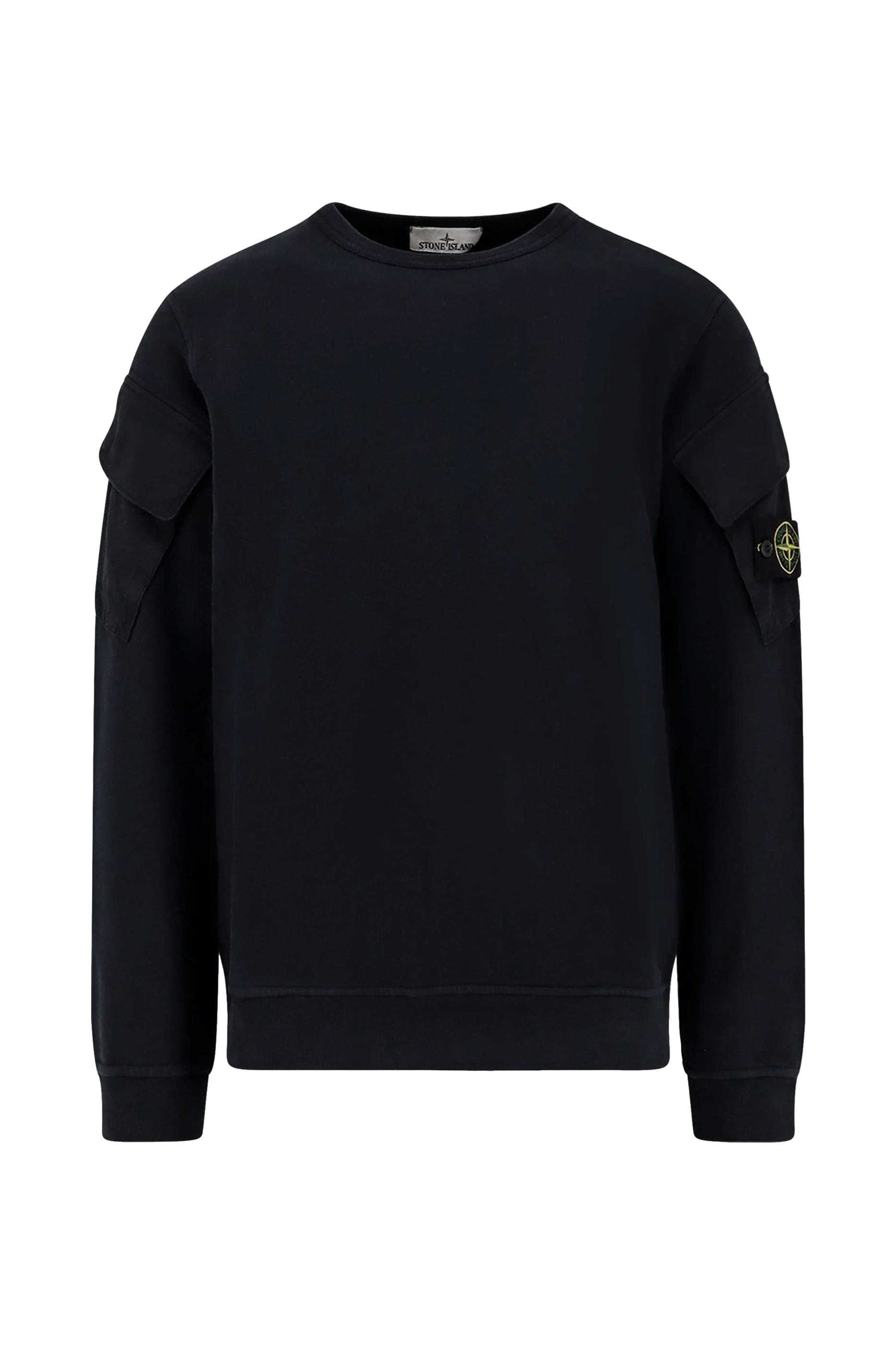 Brushed Organic Cotton Fleece Crewneck Sweatshirt with Sleeve Pockets