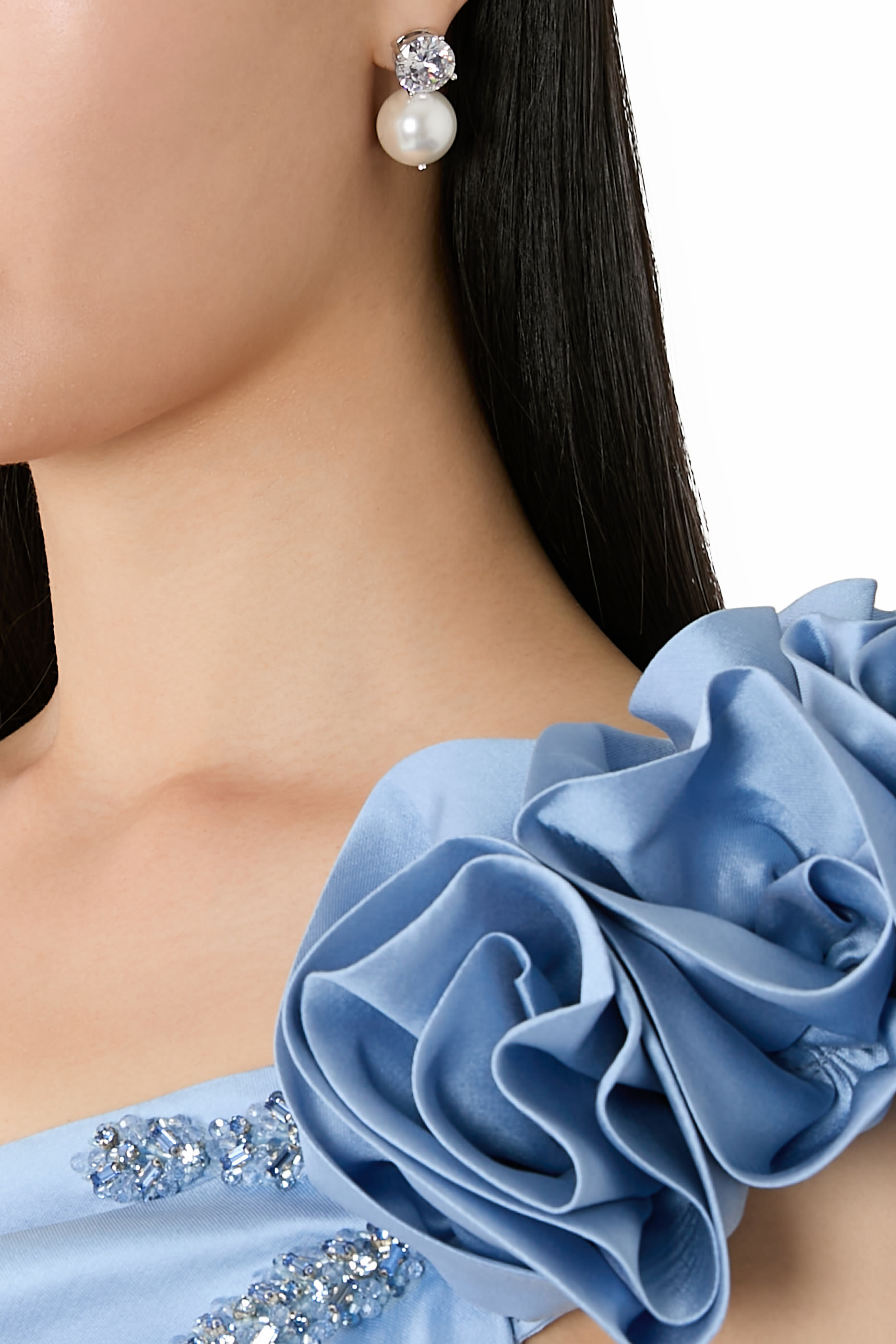  Cleo Large Earrings, Sterling Silver & Cubic Zirconia