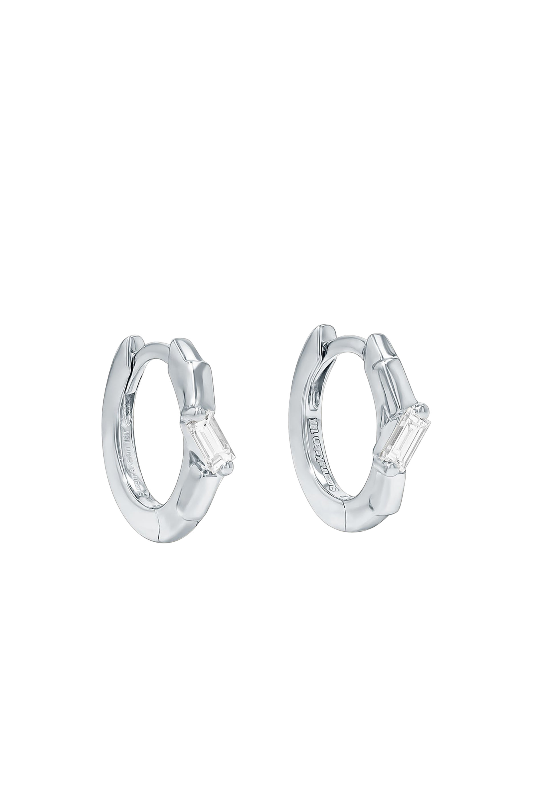 Bold Single Diamond Huggies, 18k White Gold & Diamonds