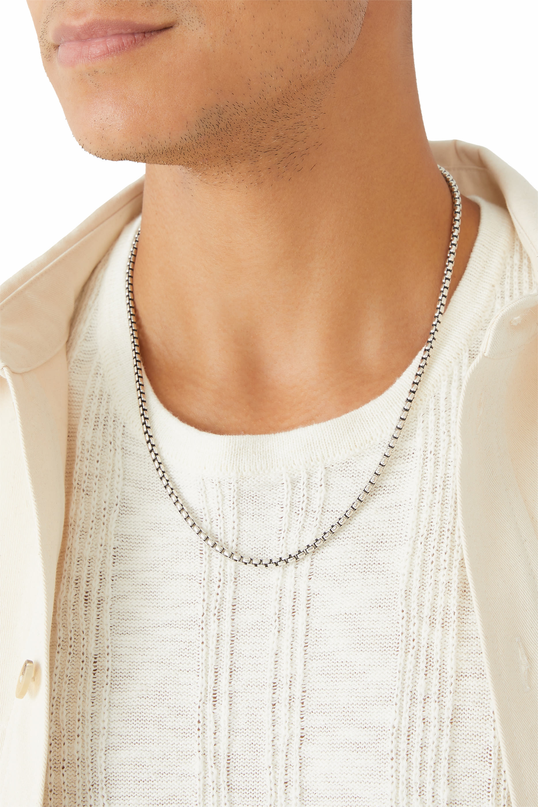 Box Chain Necklace, Sterling Silver