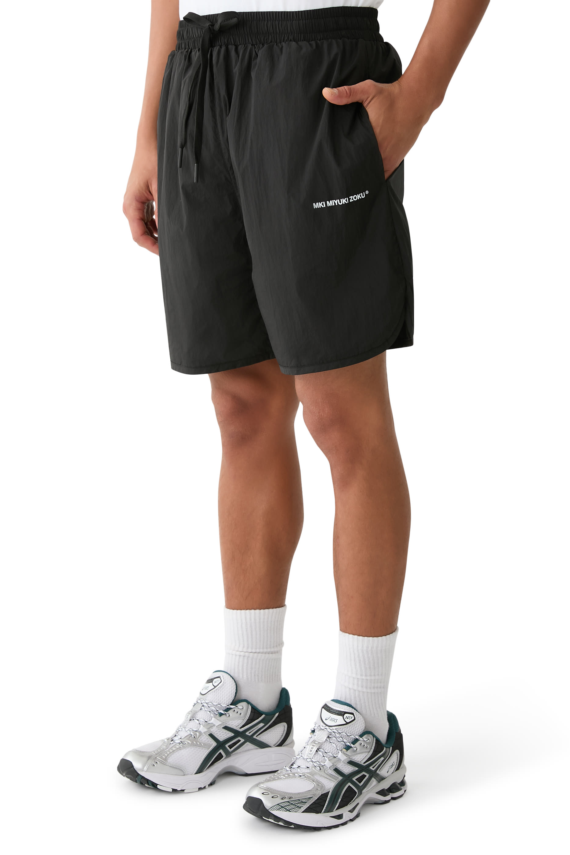 Crinkle Nylon Track Shorts