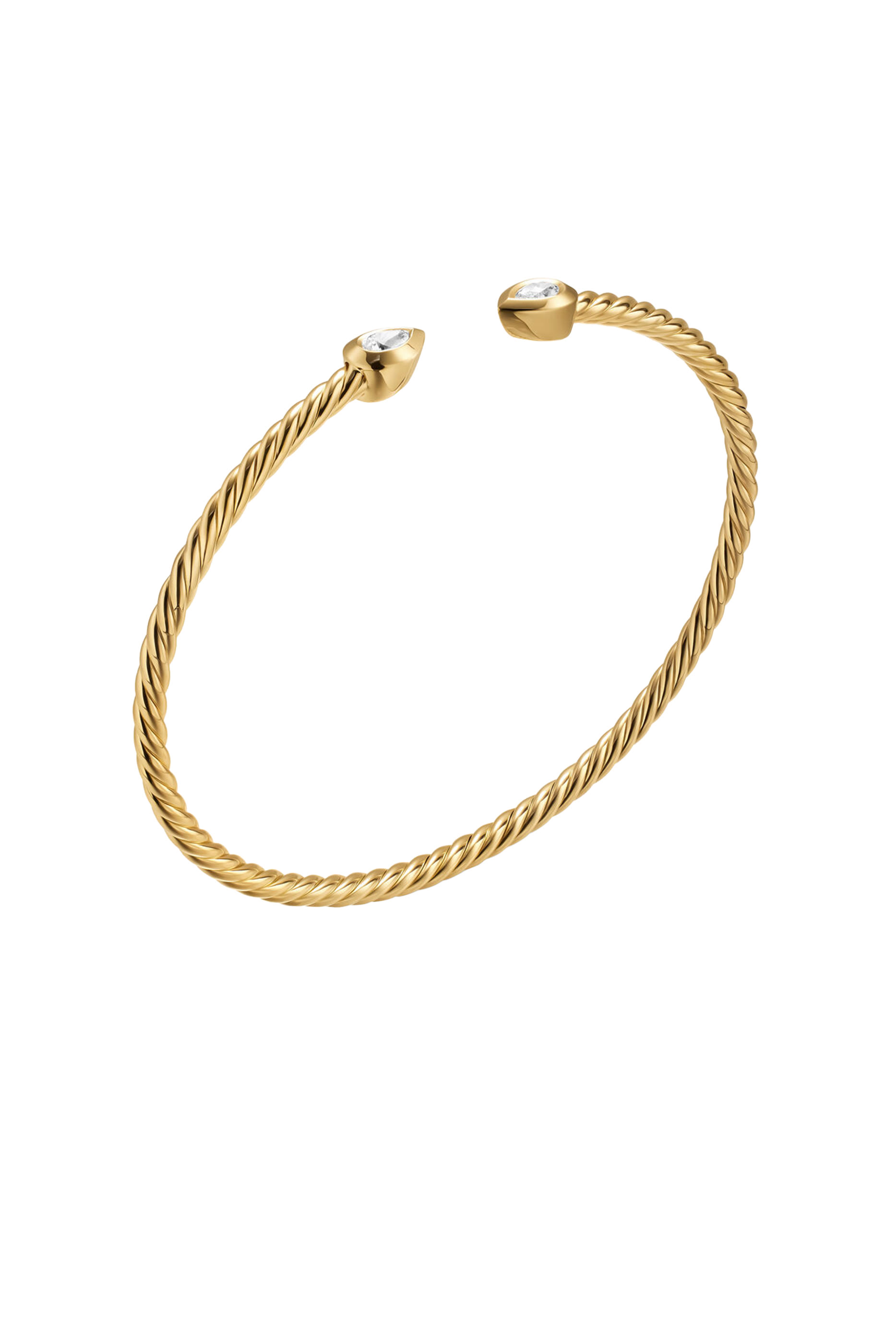 Petite Modern Renaissance&reg; Pear Cablespira&reg; Bracelet, 18K Yellow Gold & Diamonds