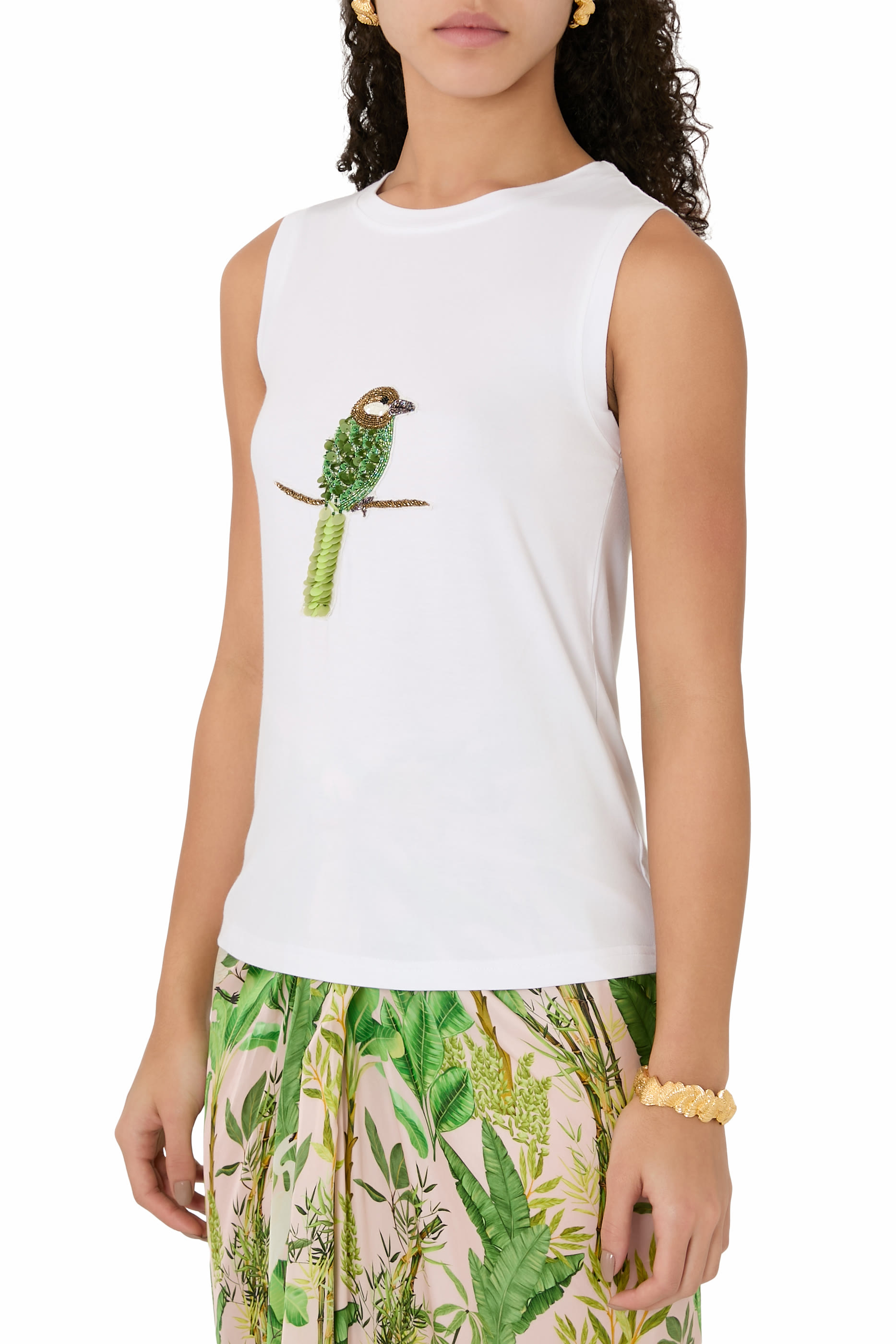  Hand-Beaded Parrot Tank Top