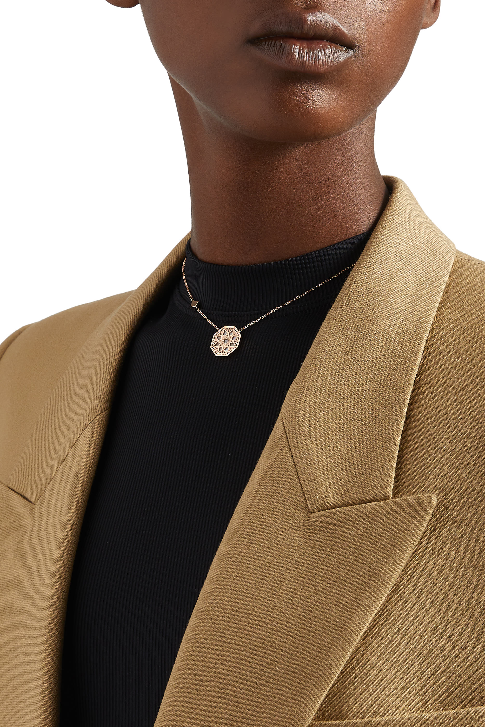 Classic Turath Small Necklace, 18k Pink Gold & Mother-of-Pearl, Diamonds