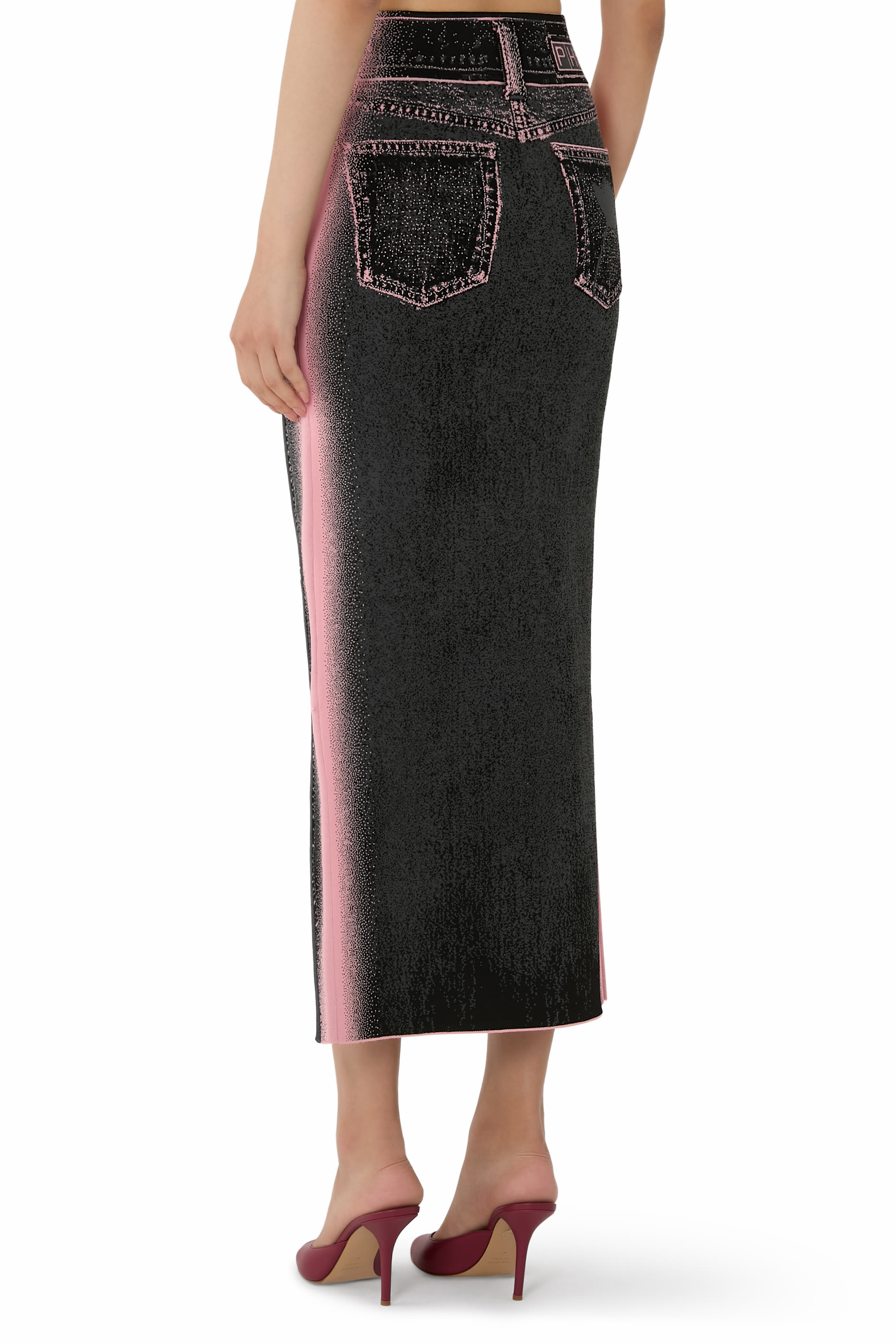 Lily Wavy Denim Maxi Skirt