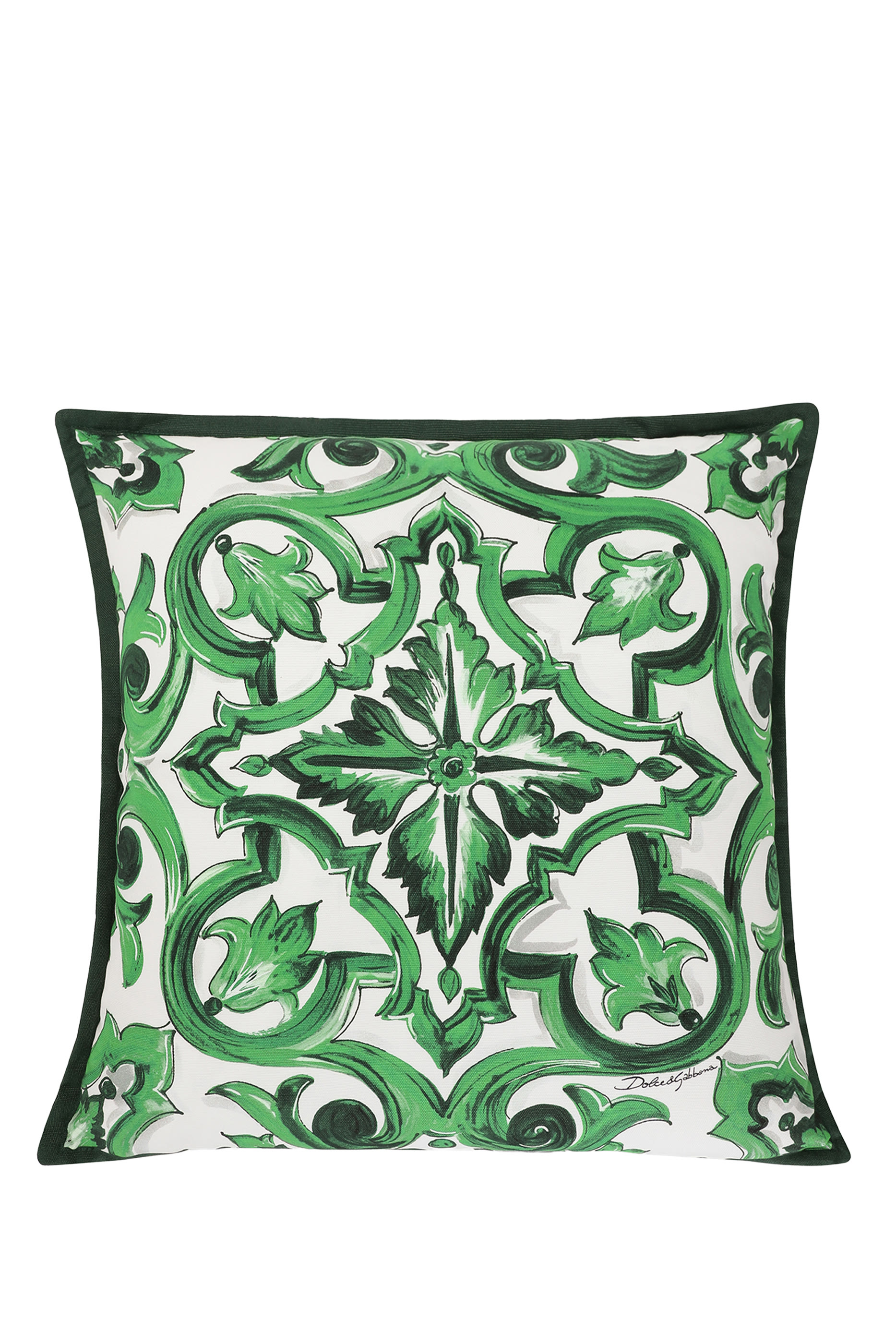 Maiolica Verde Canvas Cushion