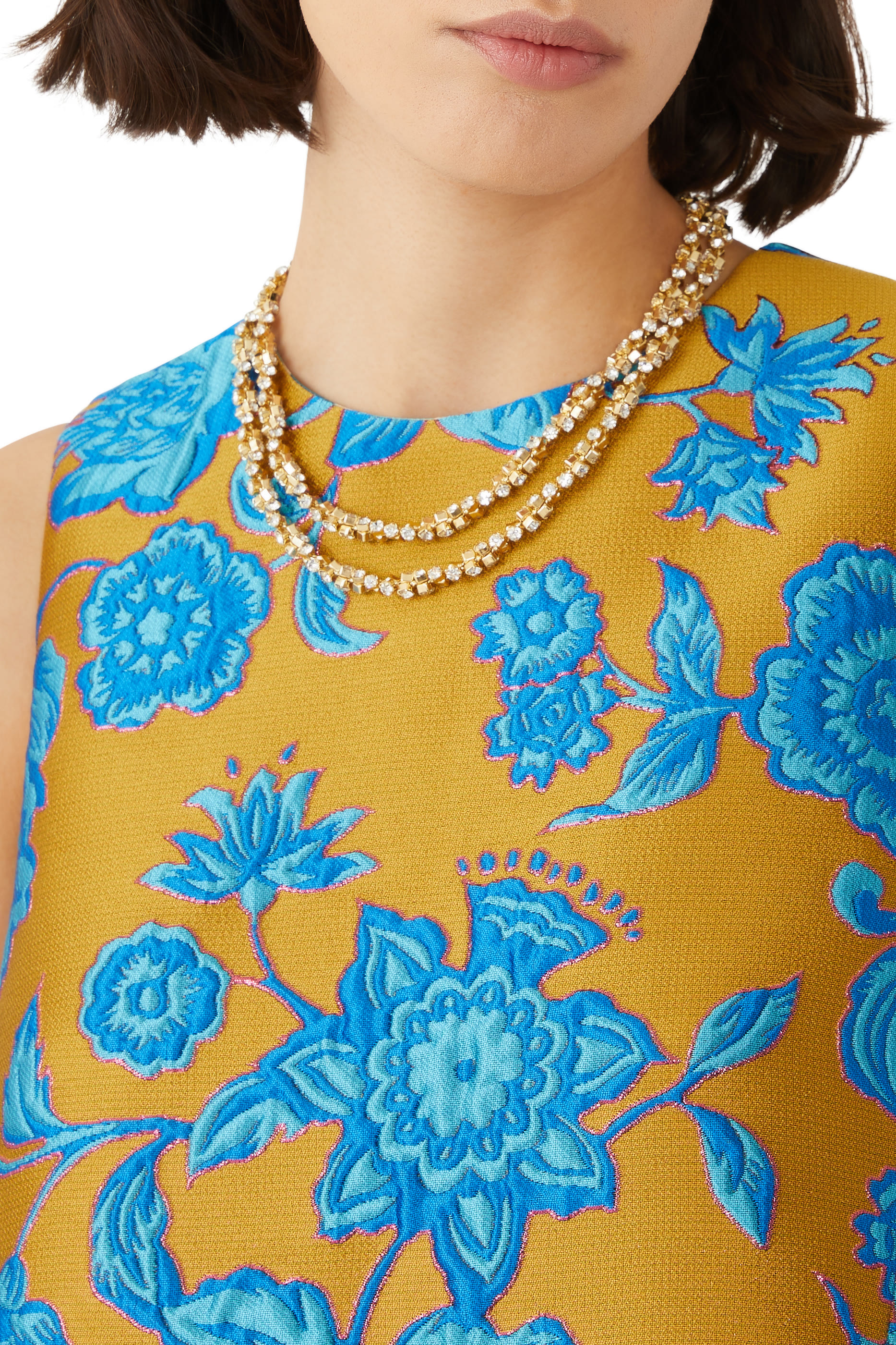 Trevise Necklace, Gold-Plated Metal & Rhinestones