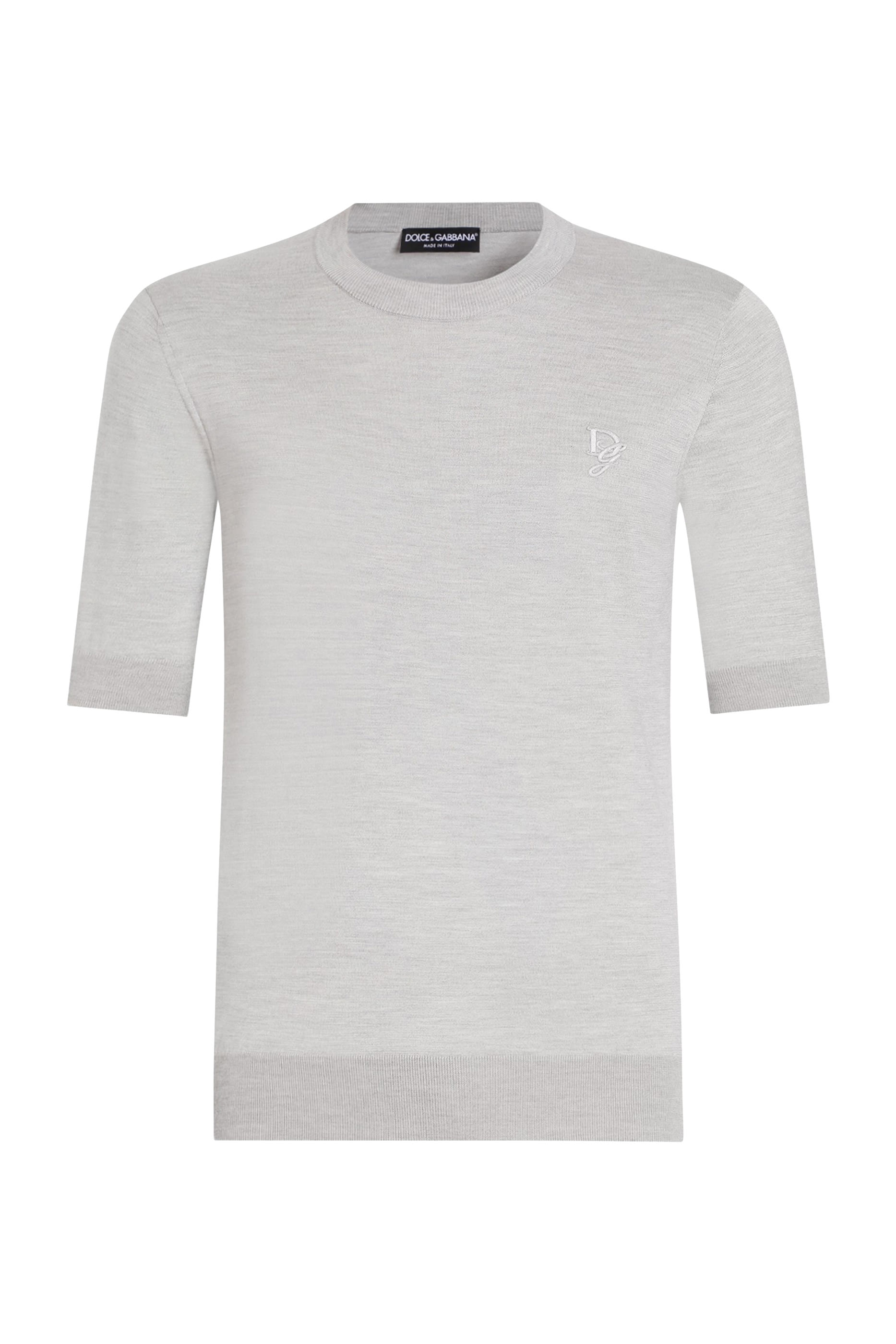 Silk Round-Neck Sweater with DG Embroidery