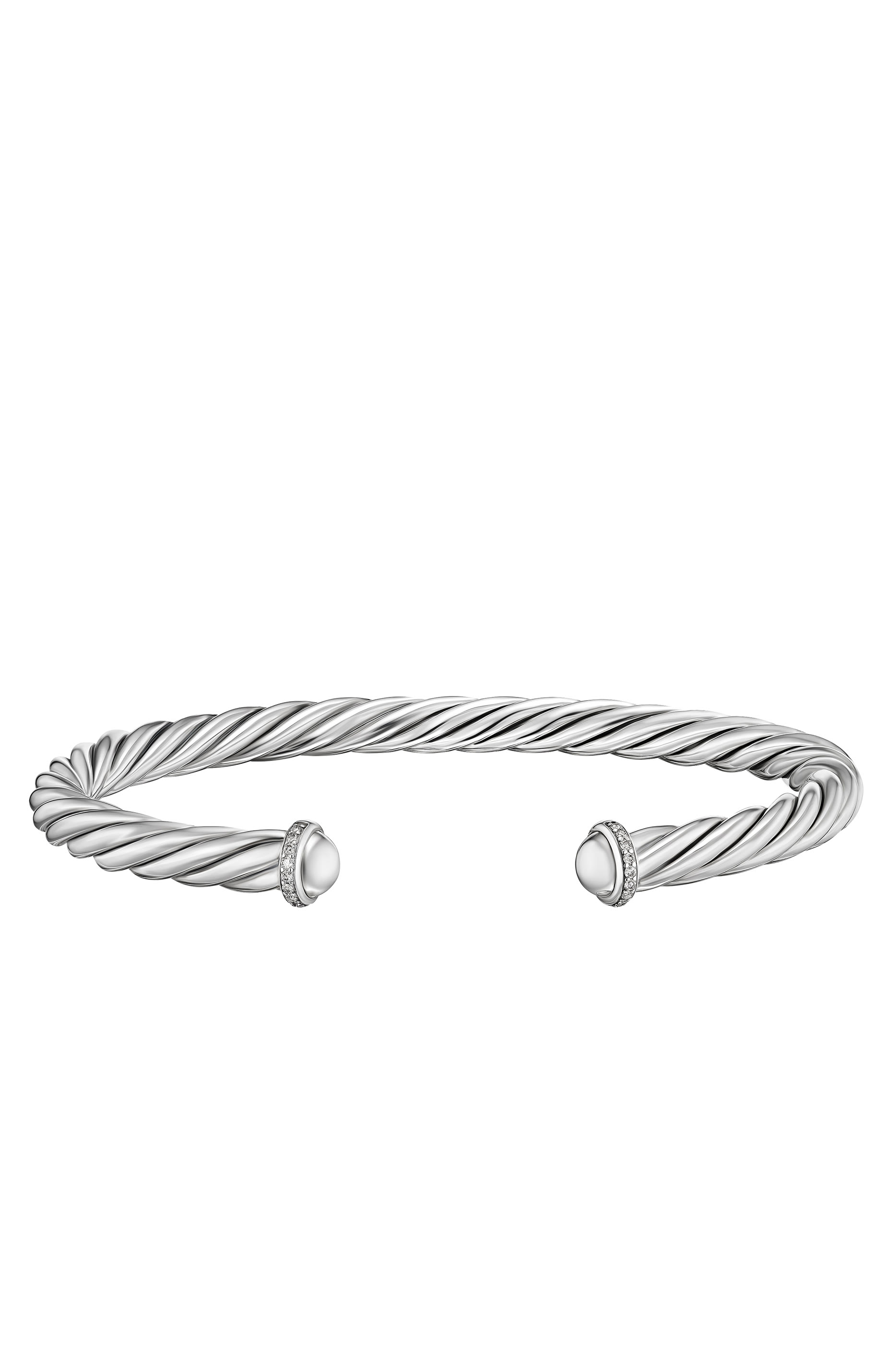 Cable Diamond Cuff Bracelet, Sterling Silver & Diamonds