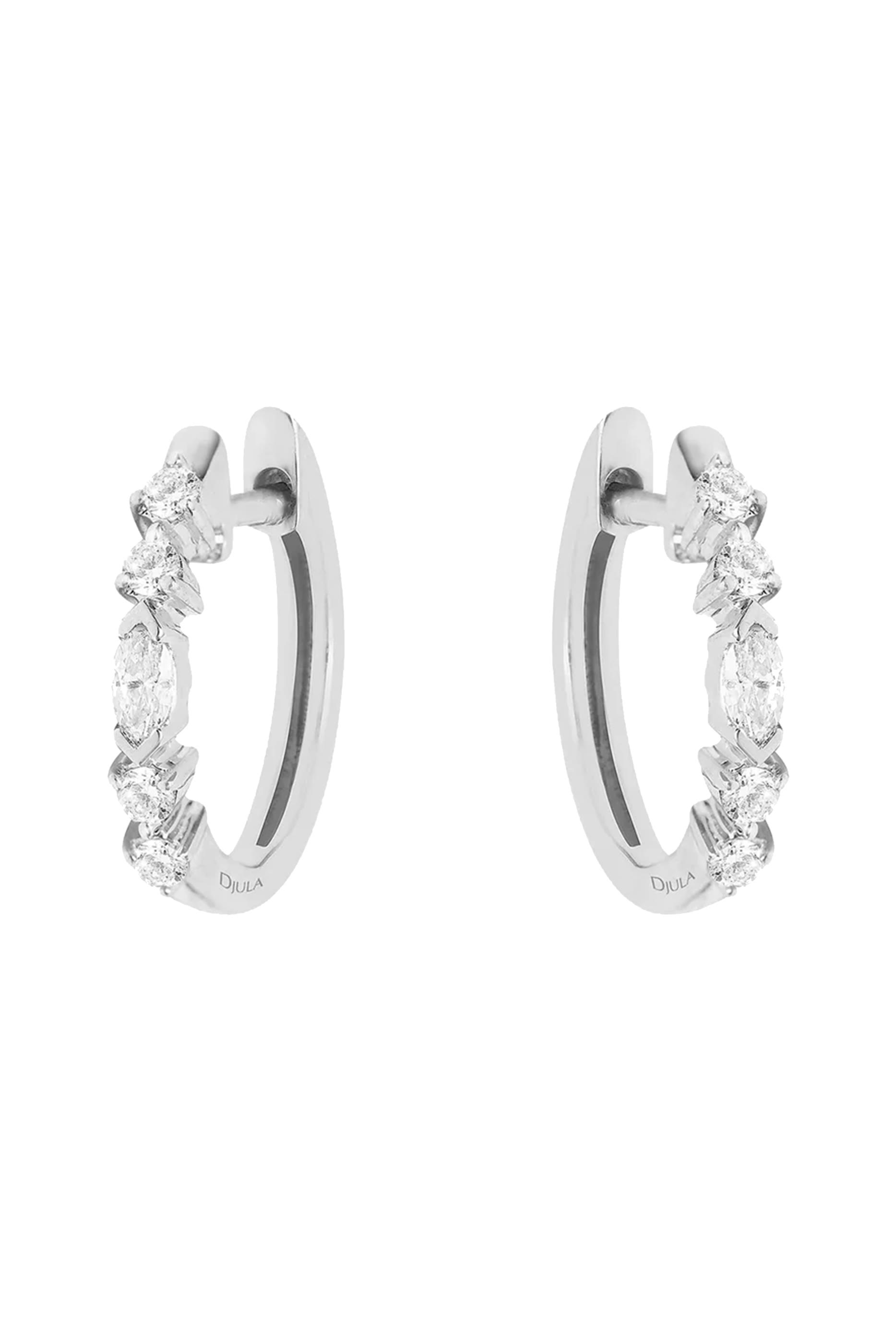 Fairytale Hoop Earrings, 18K White Gold & Diamonds