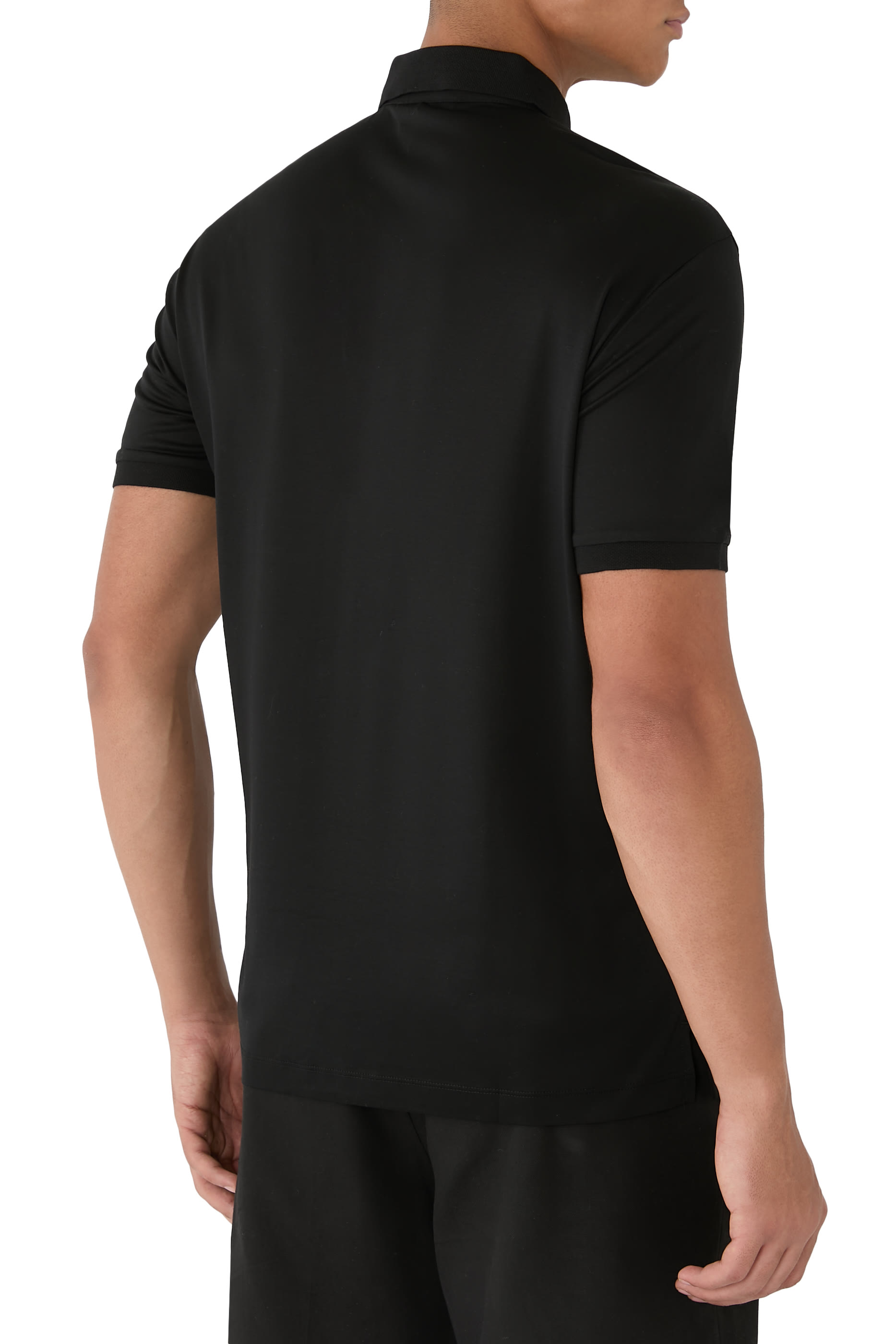 Embossed EA Logo Embroidery Lyocell-Blend Jersey Polo Shirt