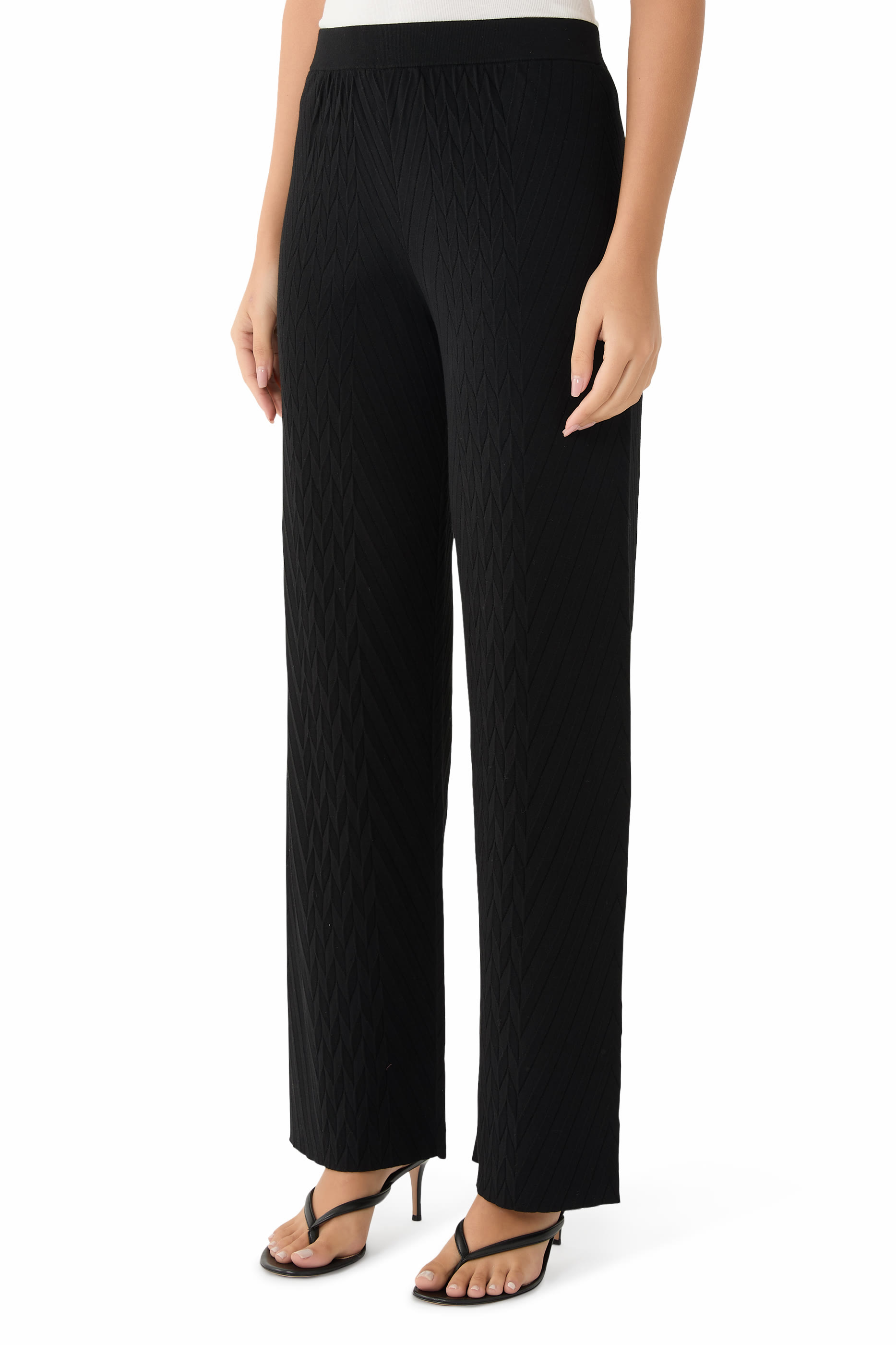 Viscose-Blend Trousers With Embossed Motif 