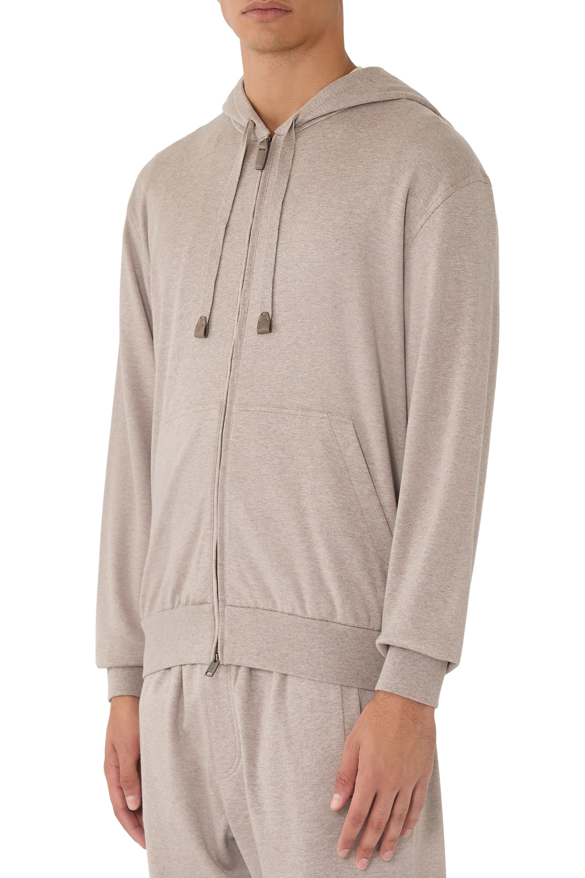 Stretch Cotton Piqu&eacute; Full Zip Hoodie