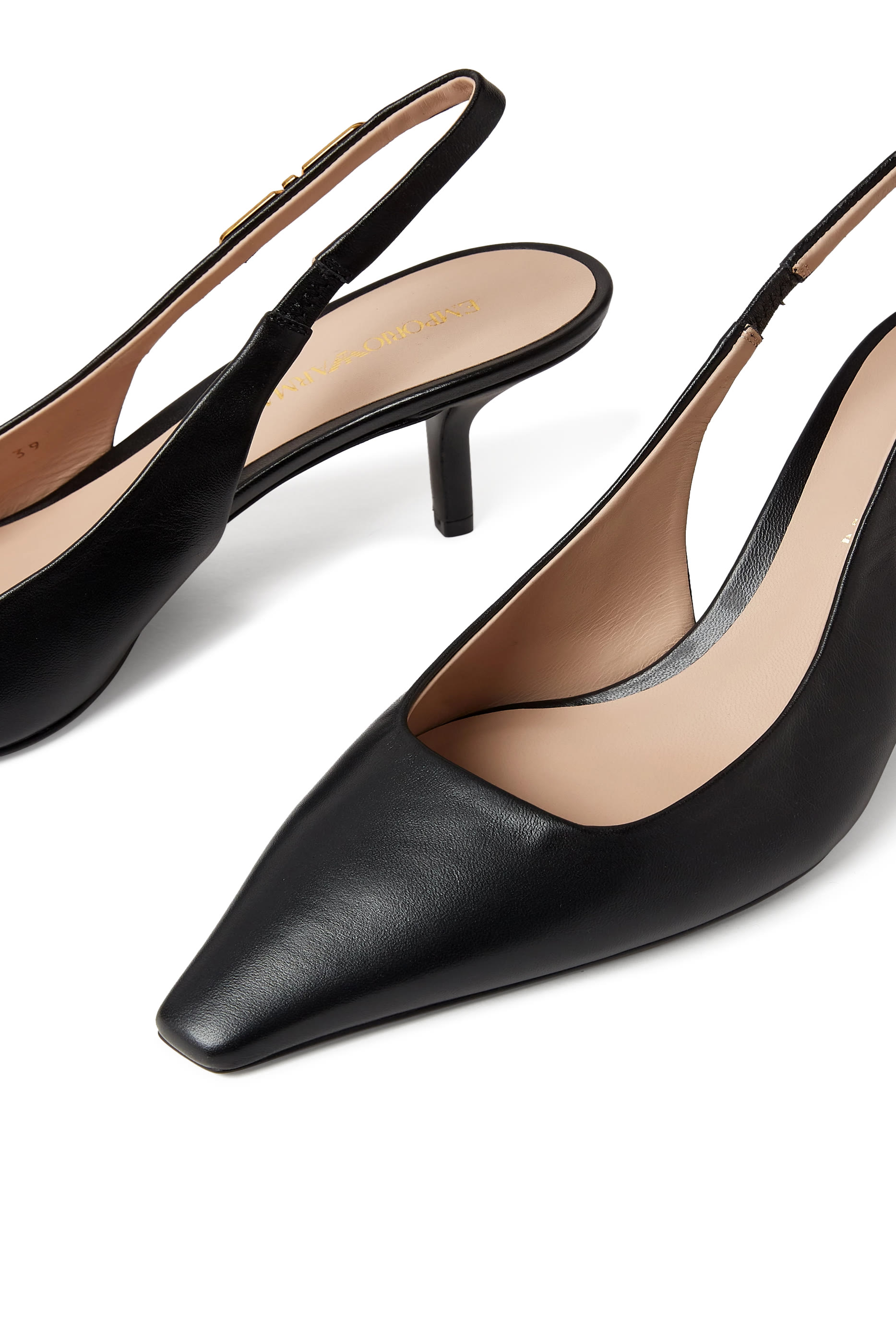 Eagle Logo 65 Nappa-Leather Slingback Pumps