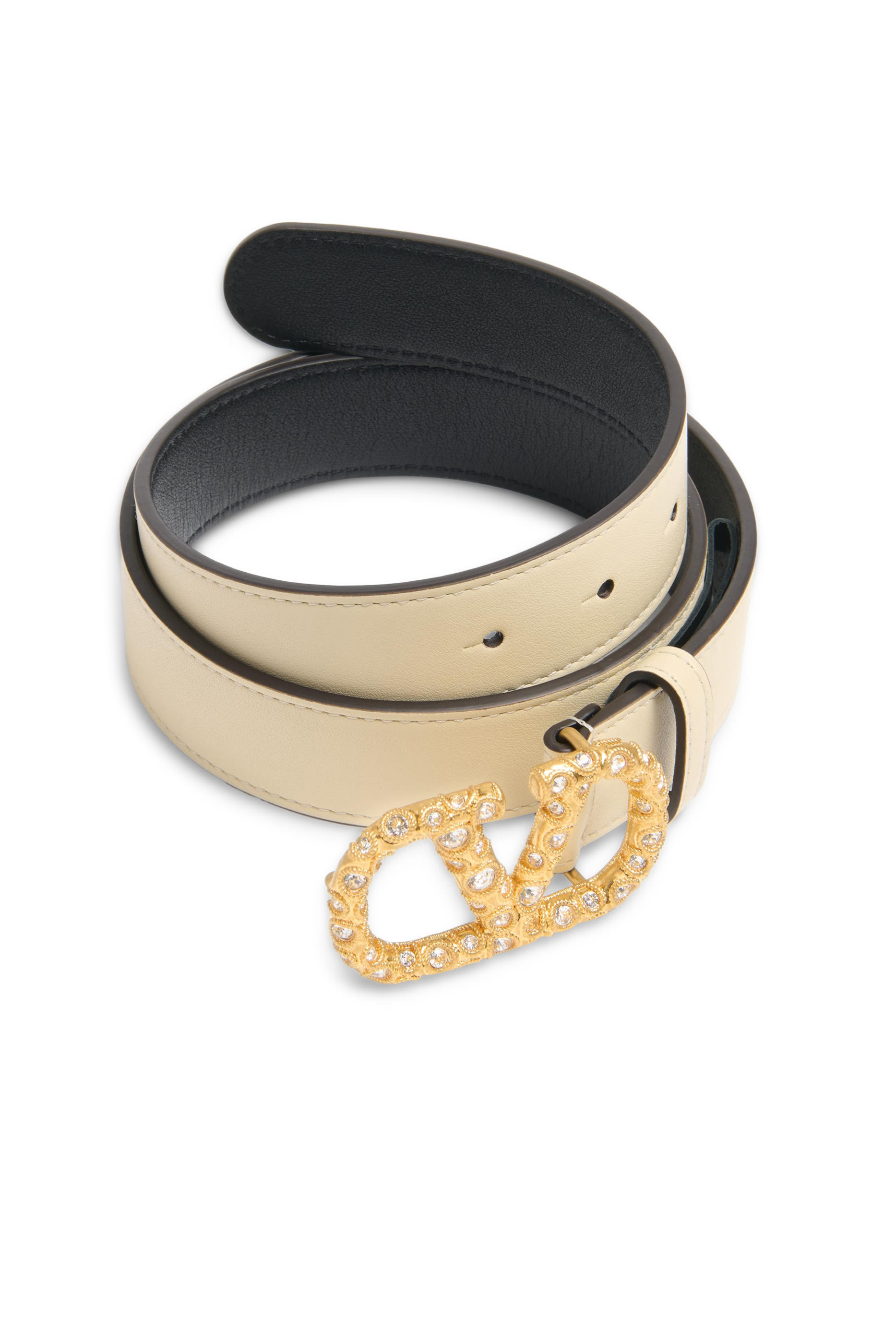 VLogo Signature Belt in Shiny Calfskin with Crystals 30mm