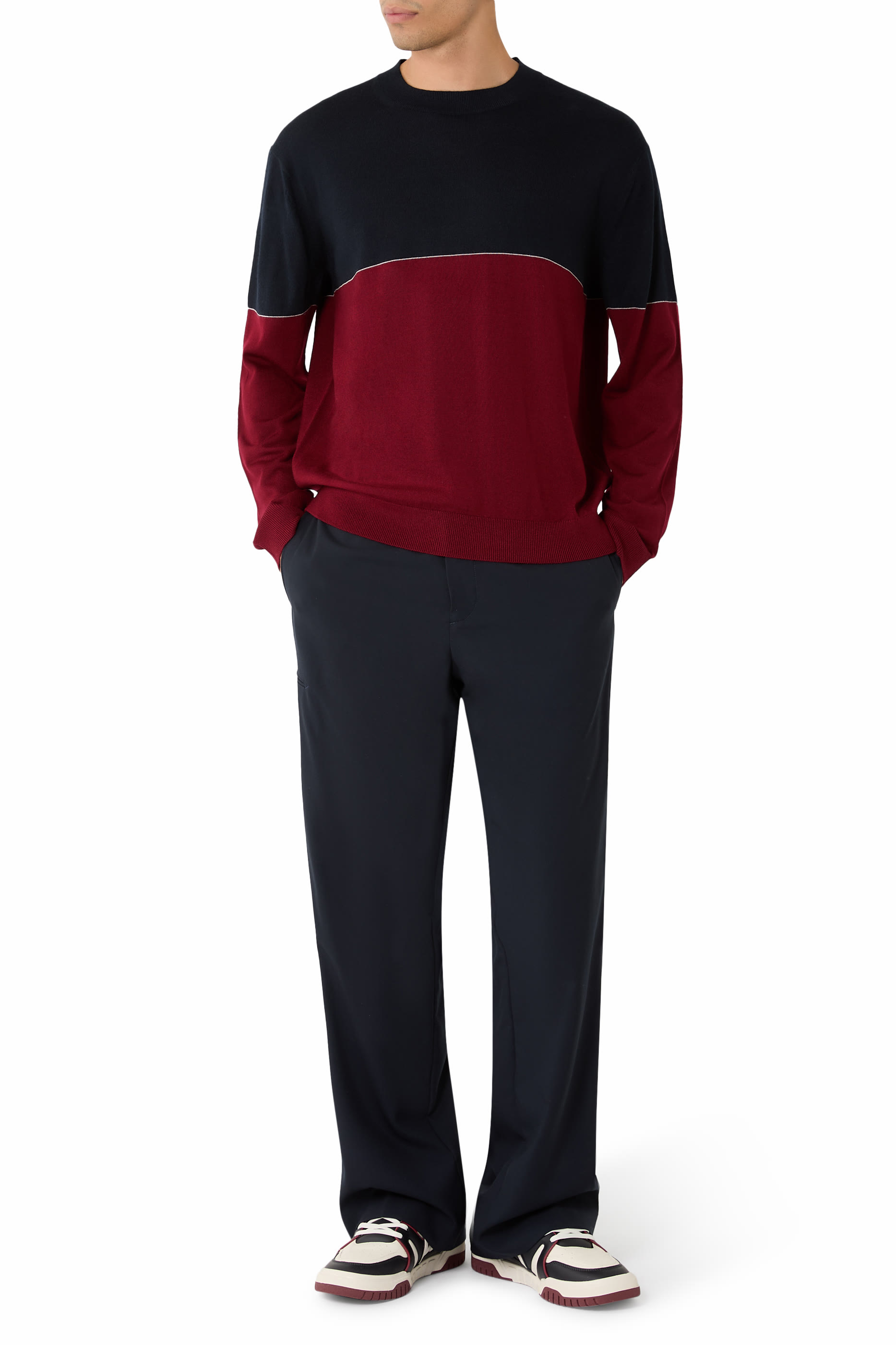 Round Neck Color Block Sweater