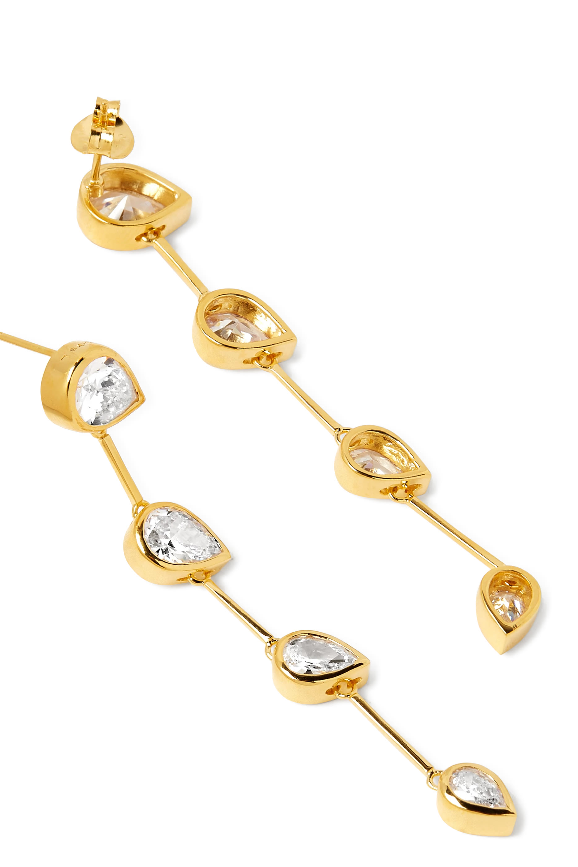 Myriad Earrings,  Recycled Sterling Silver Plated in 18k Yellow Gold Vermeil & Zirconia