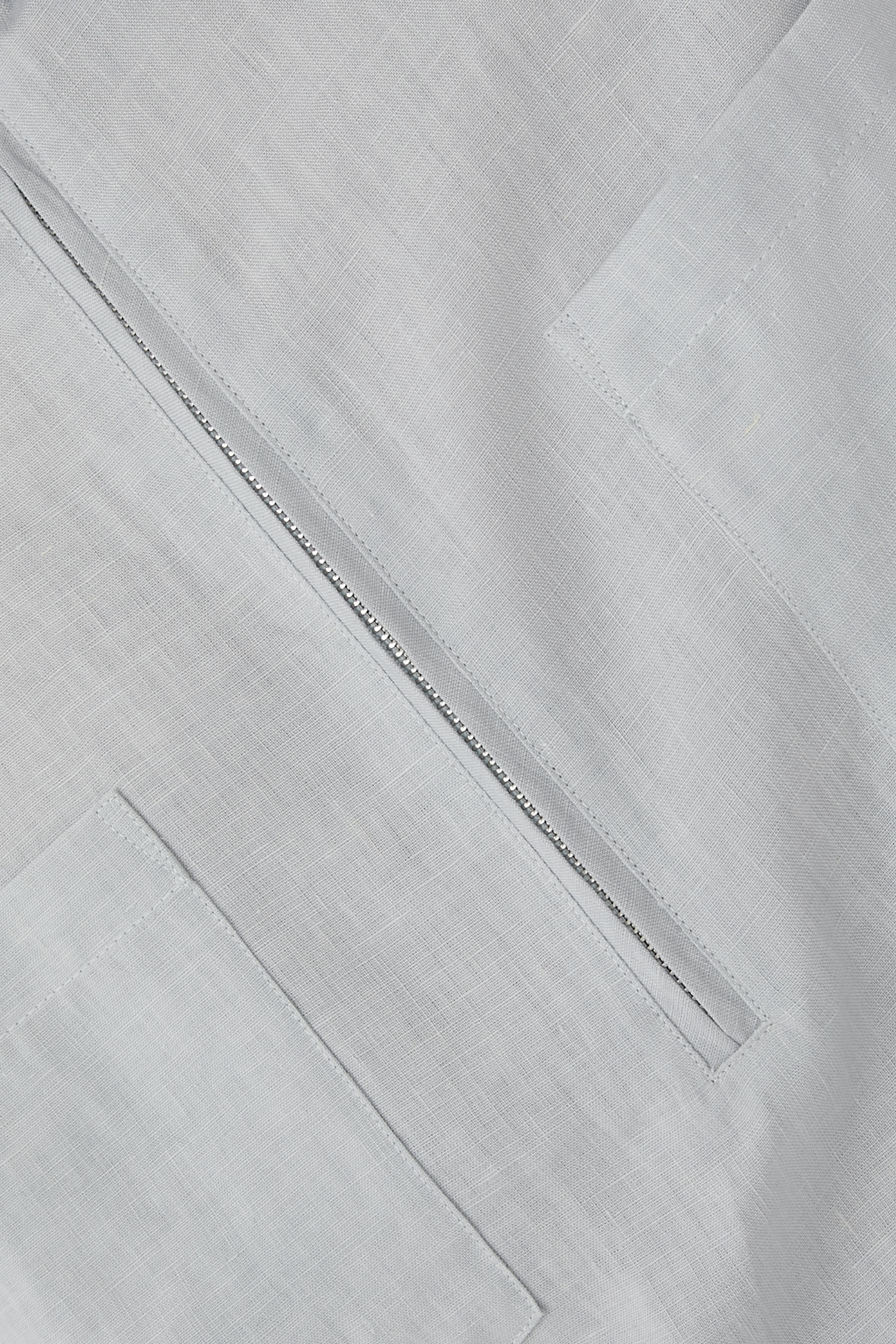 Pure Linen Shirt With Partial Zip