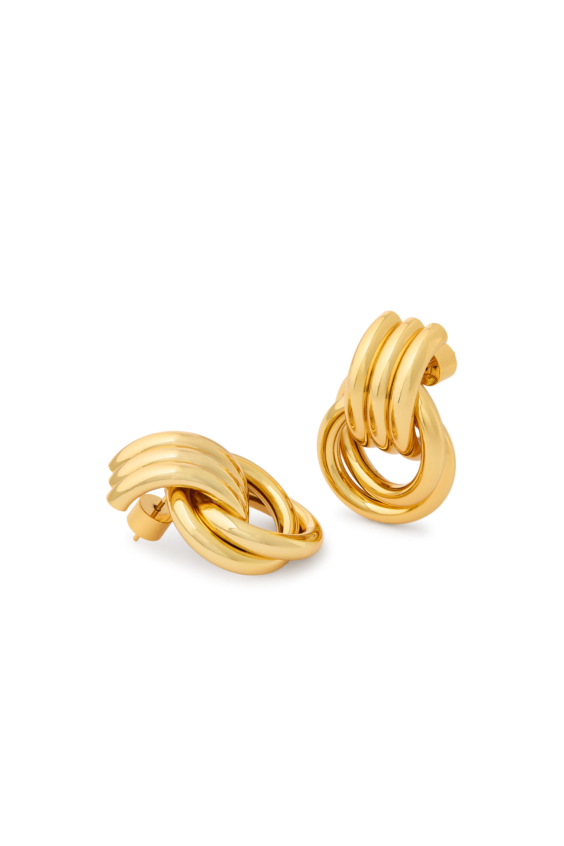Mini Knot Earrings, Gold-Plated Brass