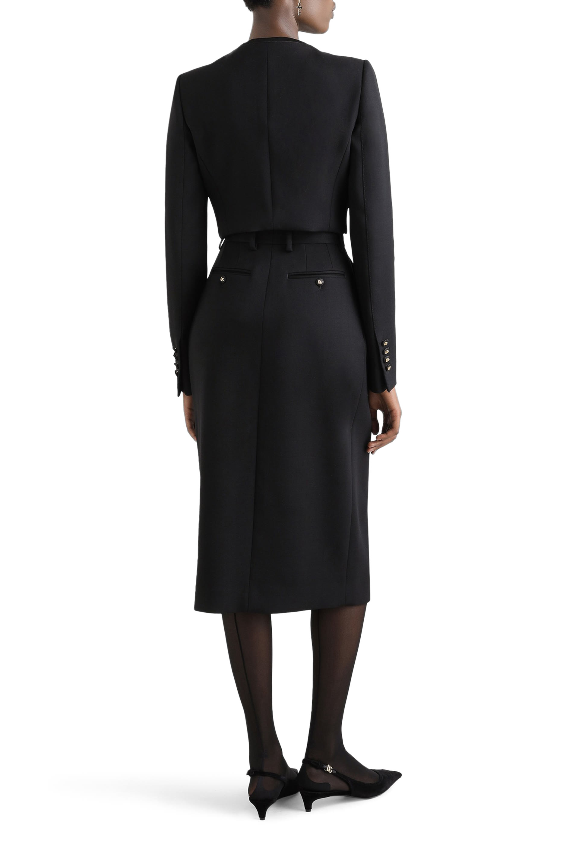 Wool Calf-Length Pencil Skirt