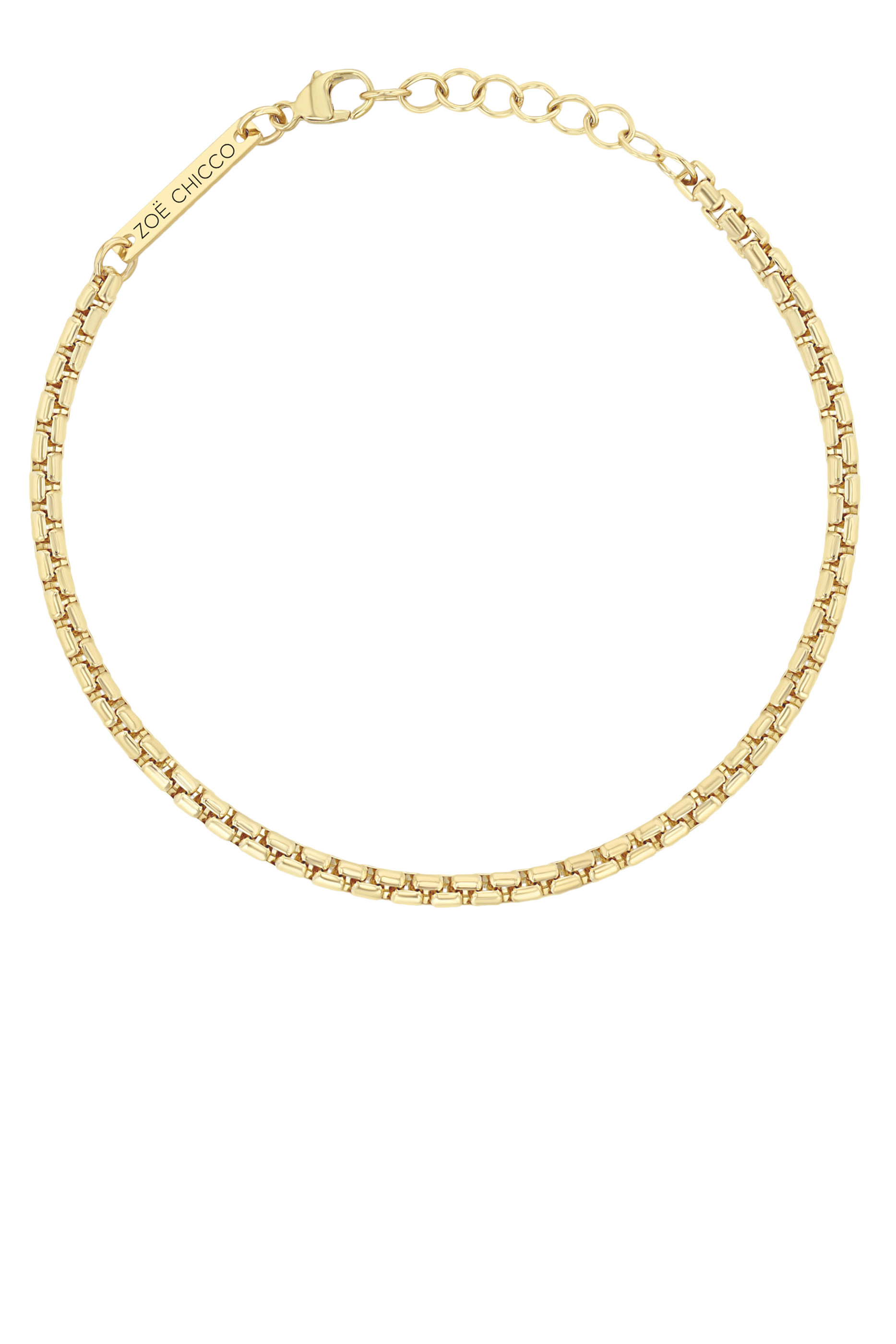 Gold Medium Box Chain Bracelet, 14K Yellow Gold