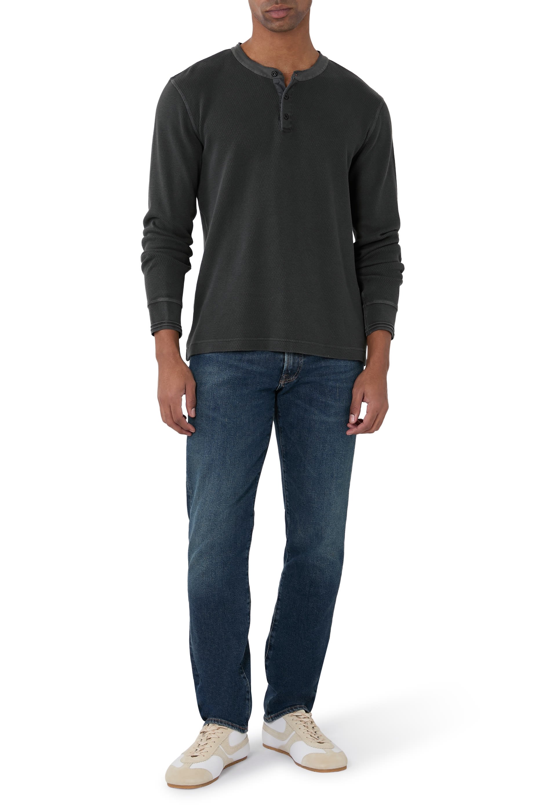 Waffle Three Button Henley