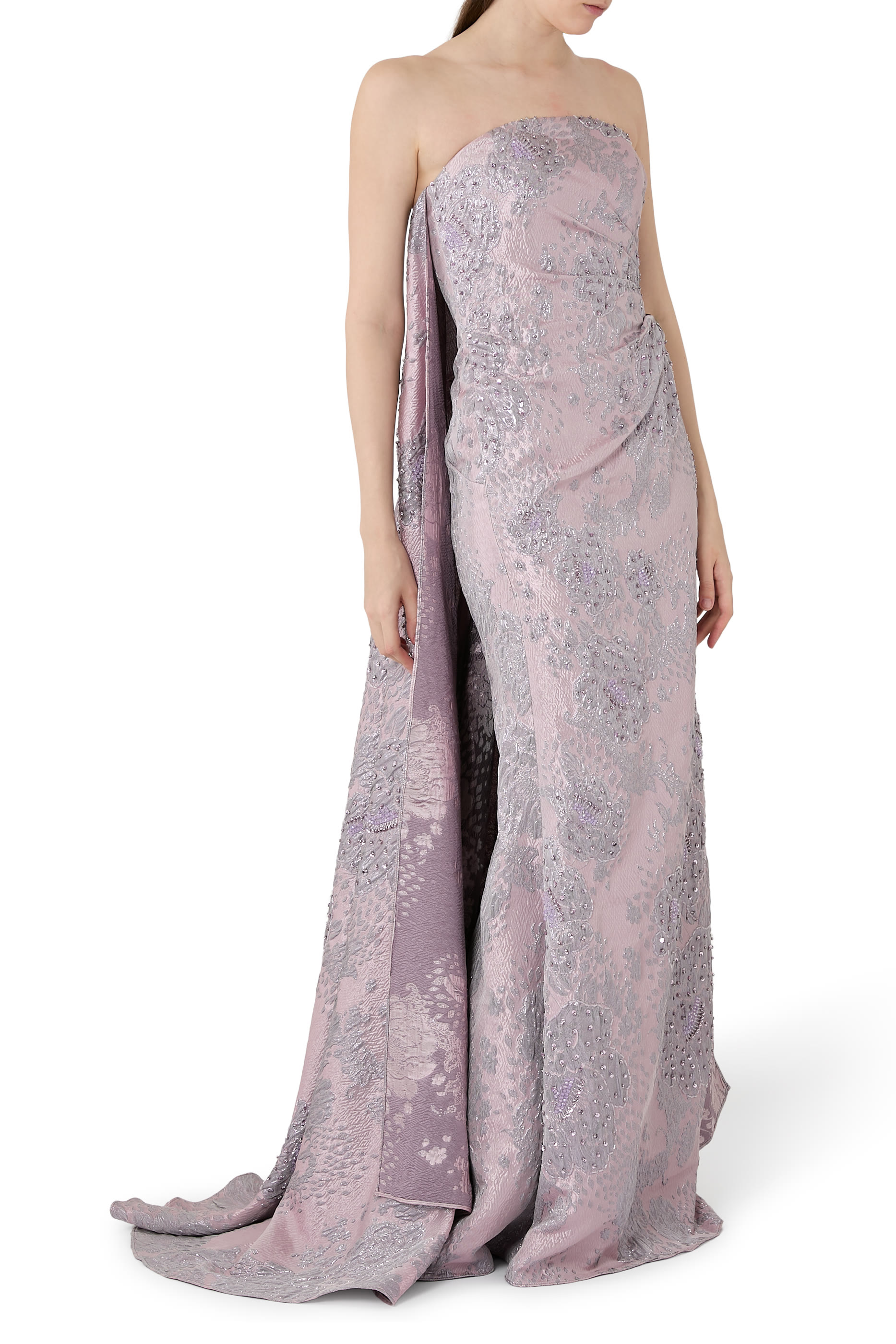 Strapless Jacquard Gown