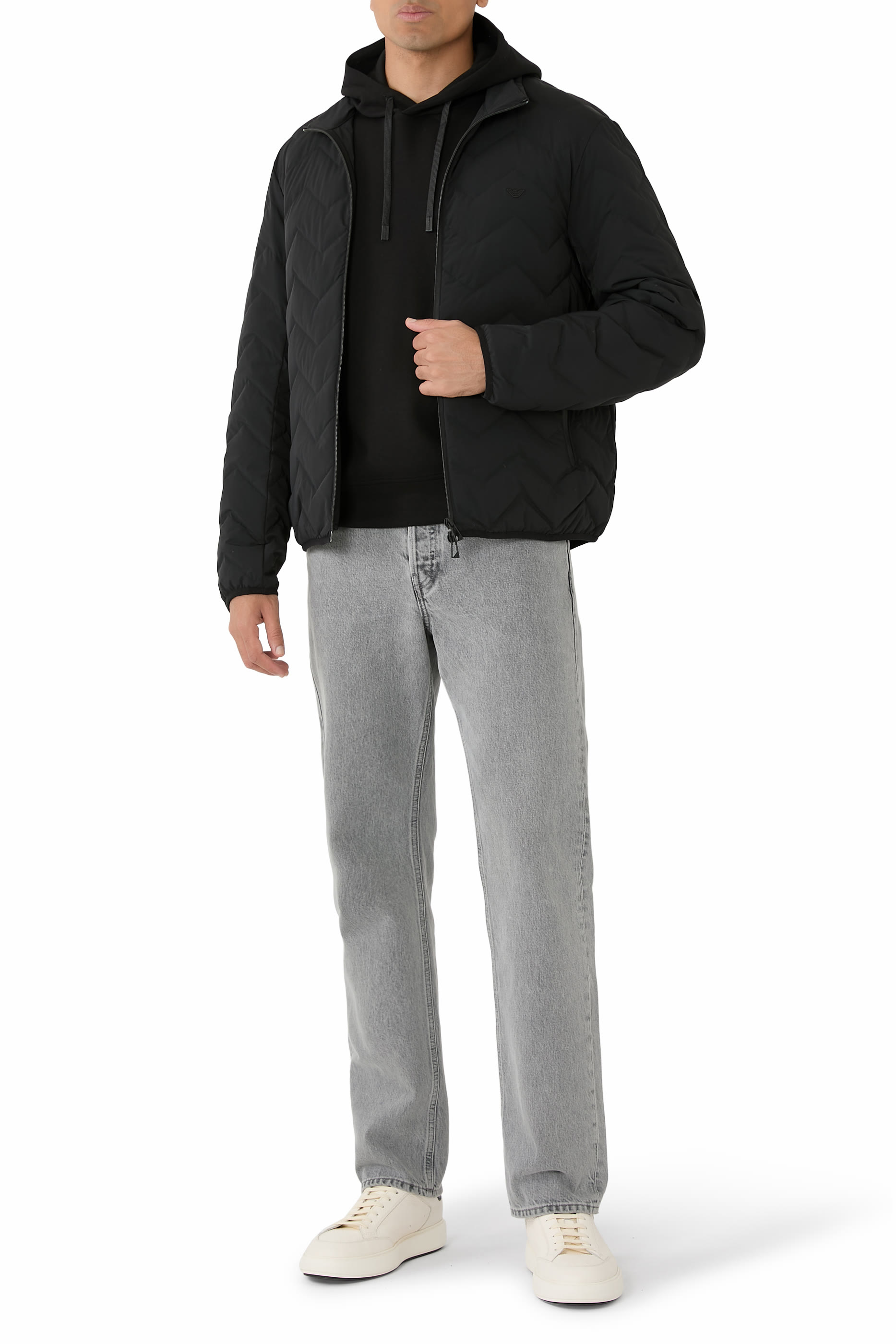 Water-Repellent Chevron Quilted Nylon Spandex Down Jacket