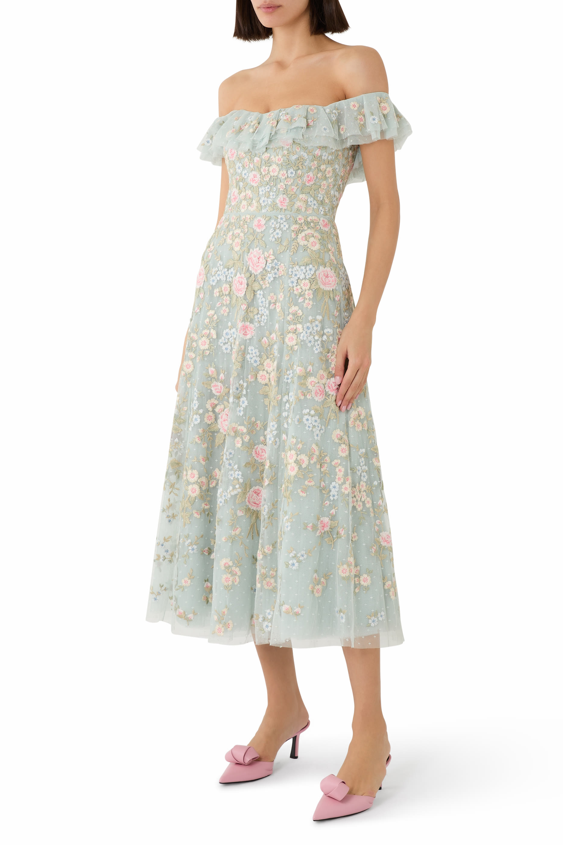 Antoinettes Floral Off-Shoulder Ballerina Dress