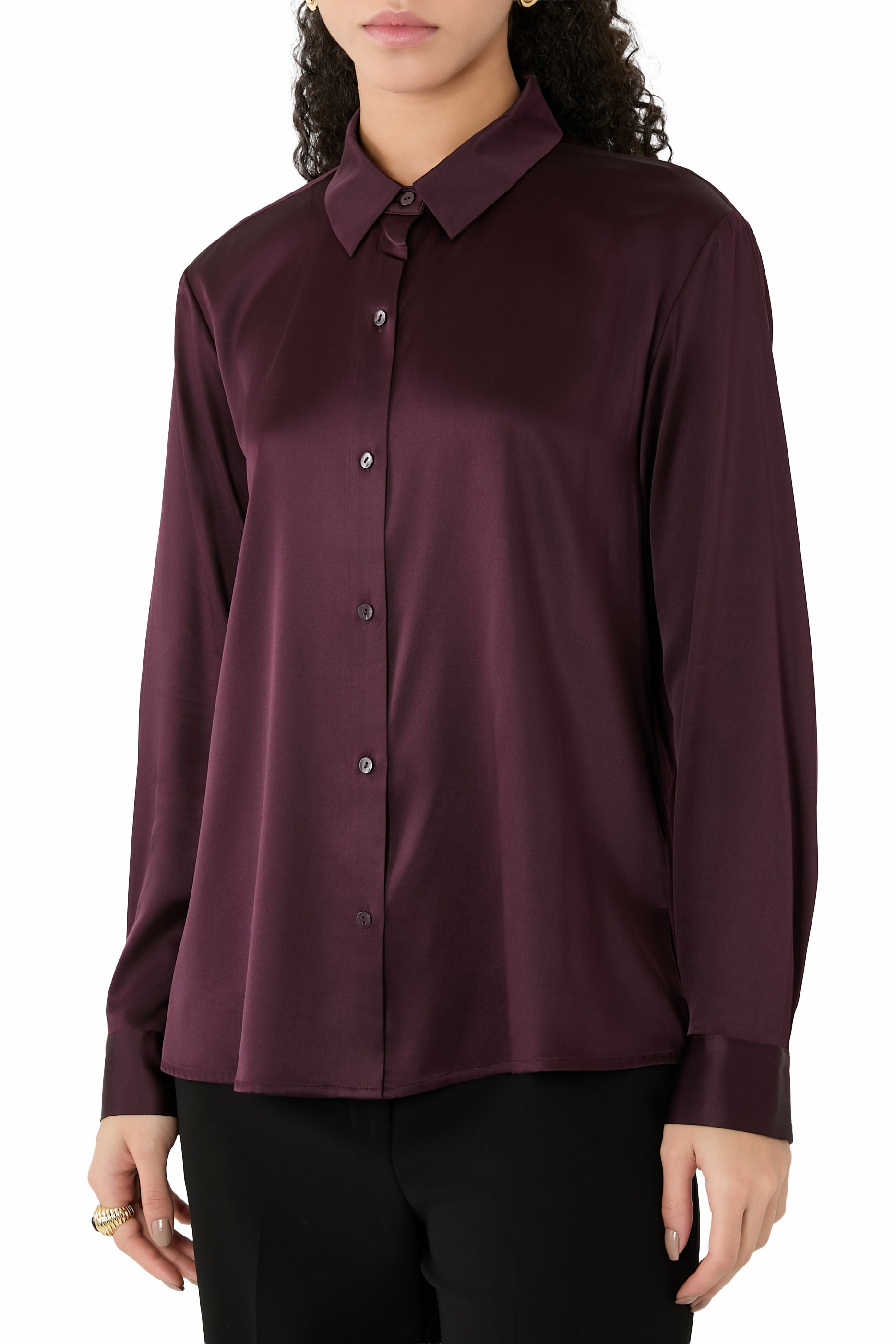  Stretch Silk Charmeuse Classic Collar Shirt