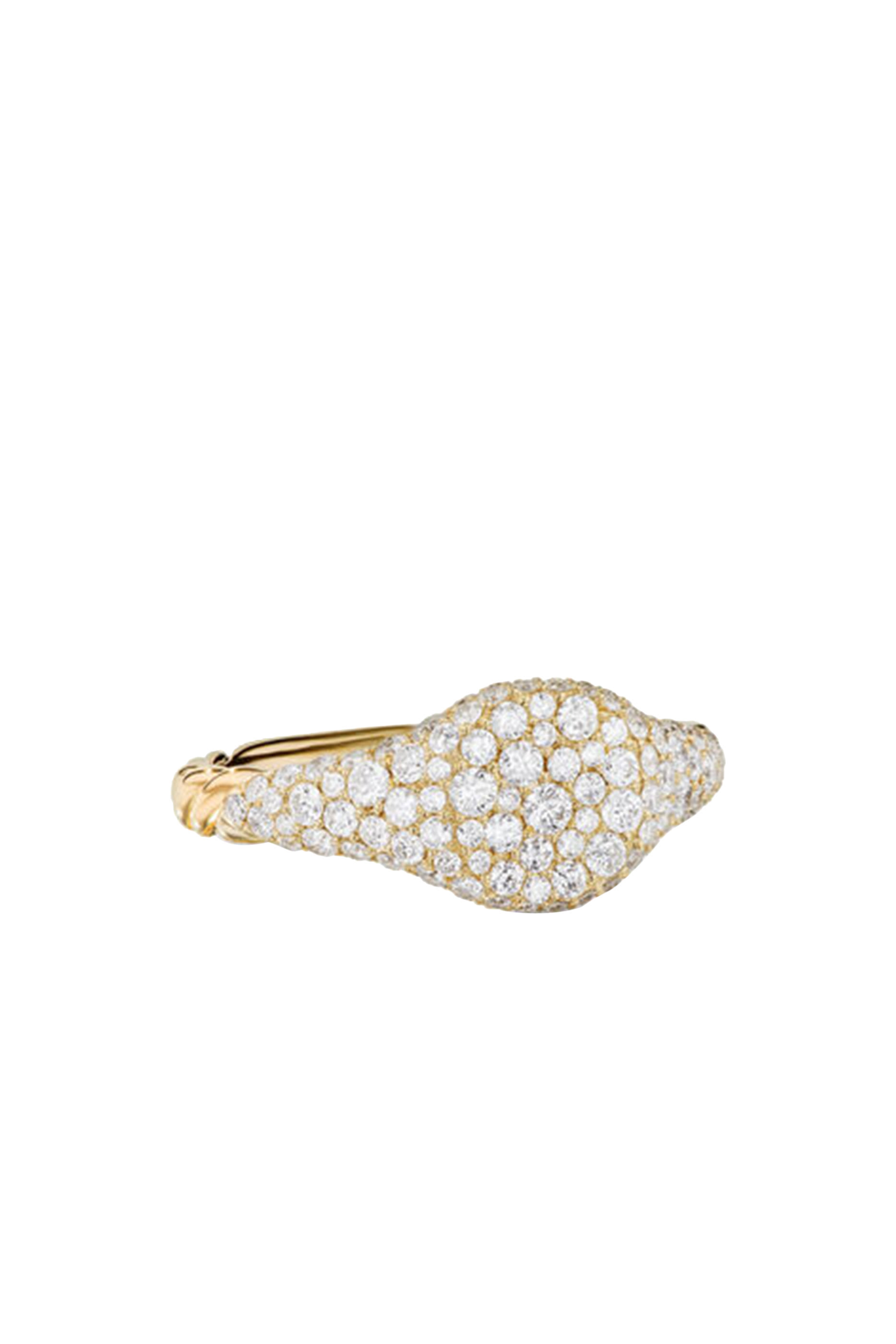 Petite Pav&eacute; Pinky Ring, 18K Yellow Gold & Diamonds