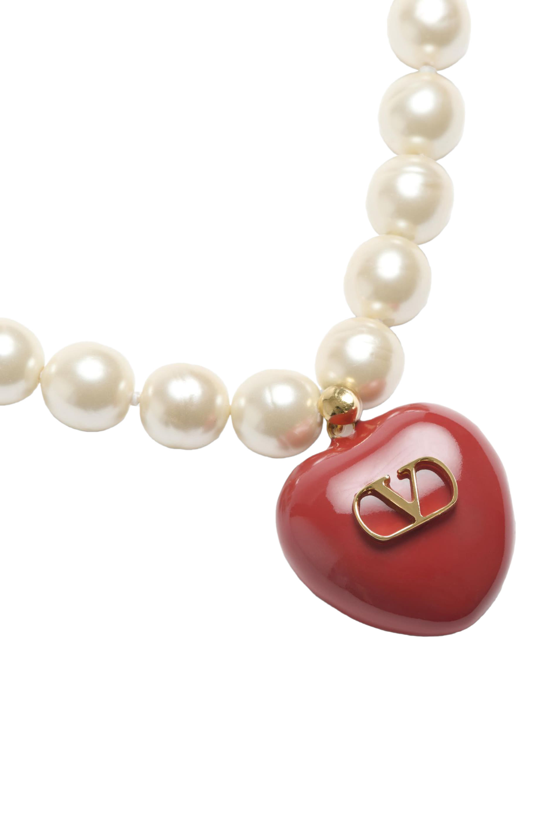 Coeur Royal Necklace, Metal & Enamel, Pearls