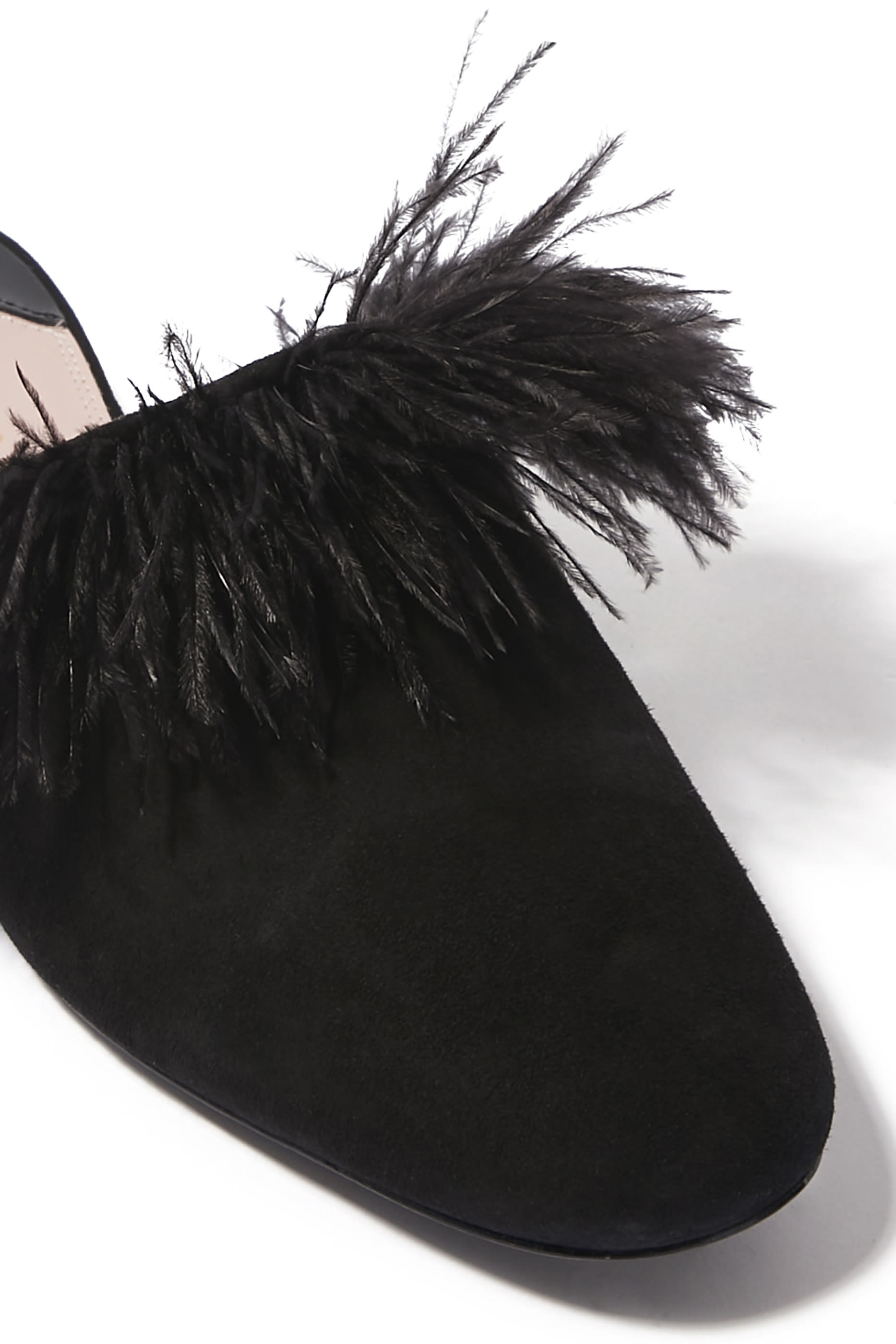 Marabou Leather Mules