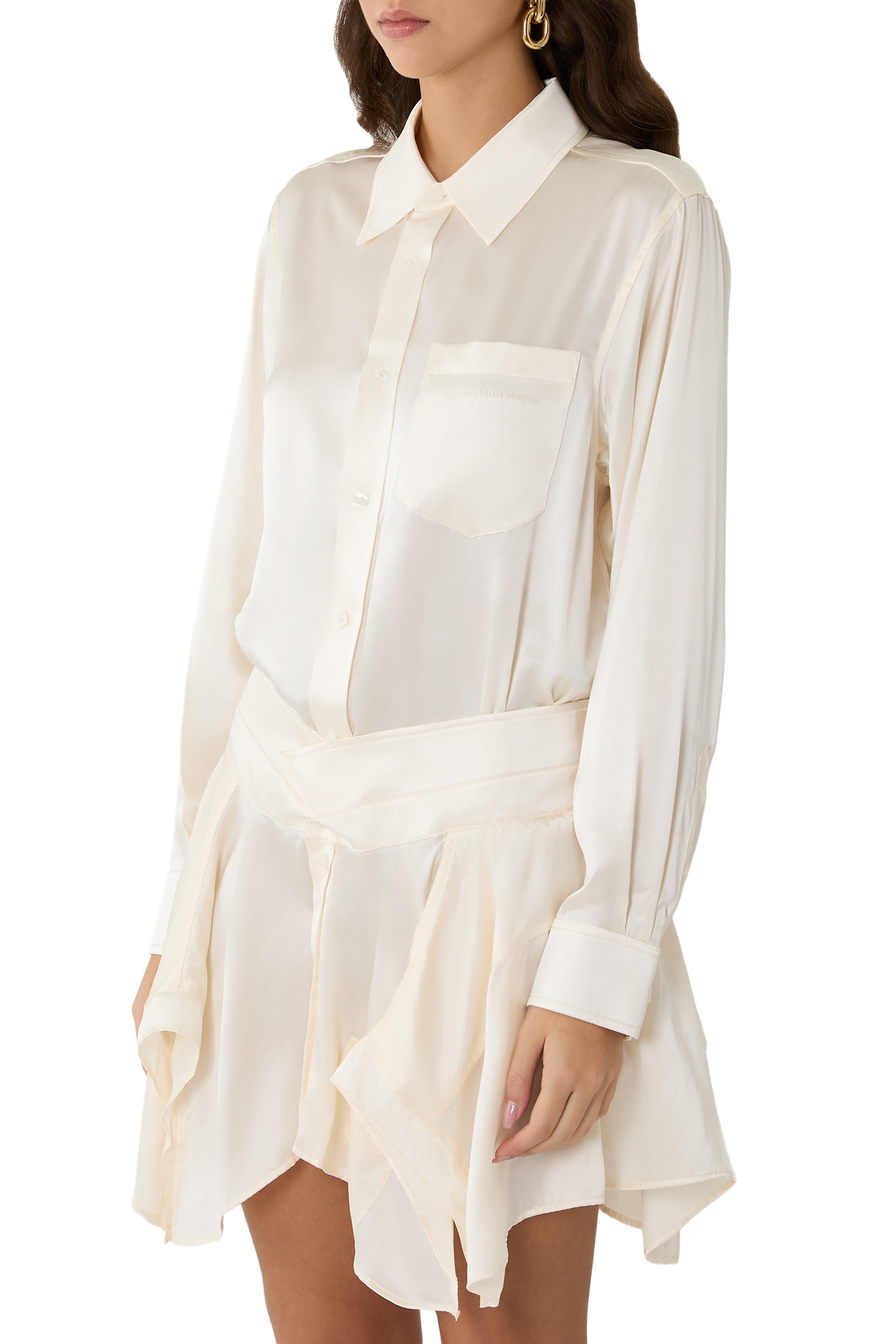 Silk Charmeuse Pre-Styled Double Shirtdress 