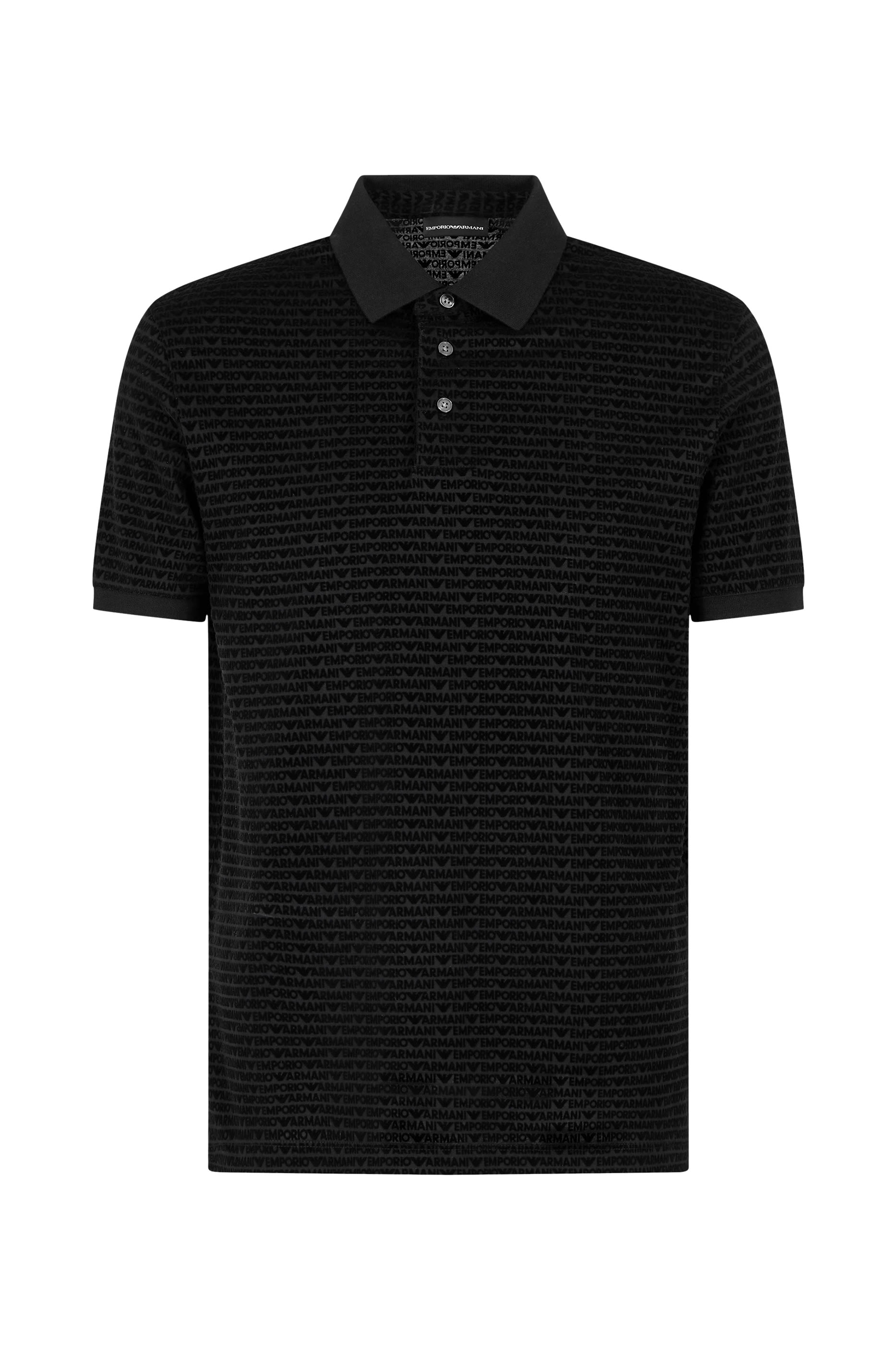 All-Over Jacquard Lettering Jersey Polo Shirt