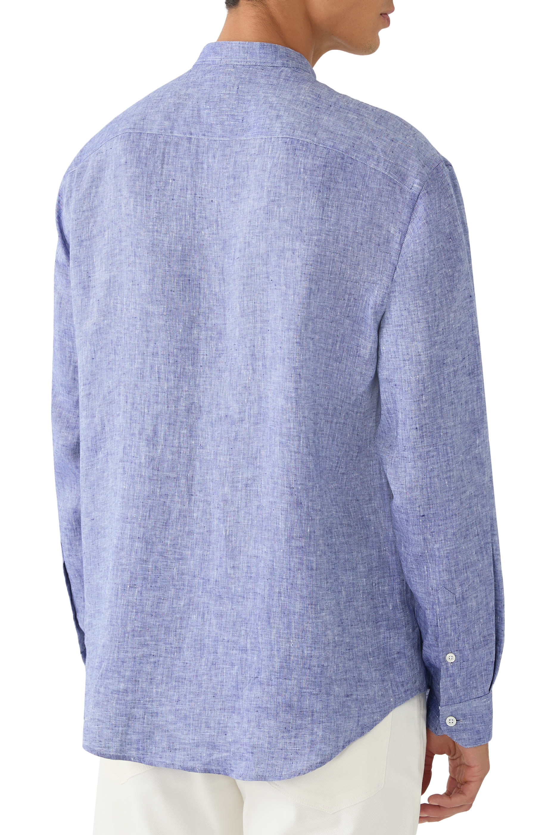 Linen Chambray Shirt with Guru Collar 