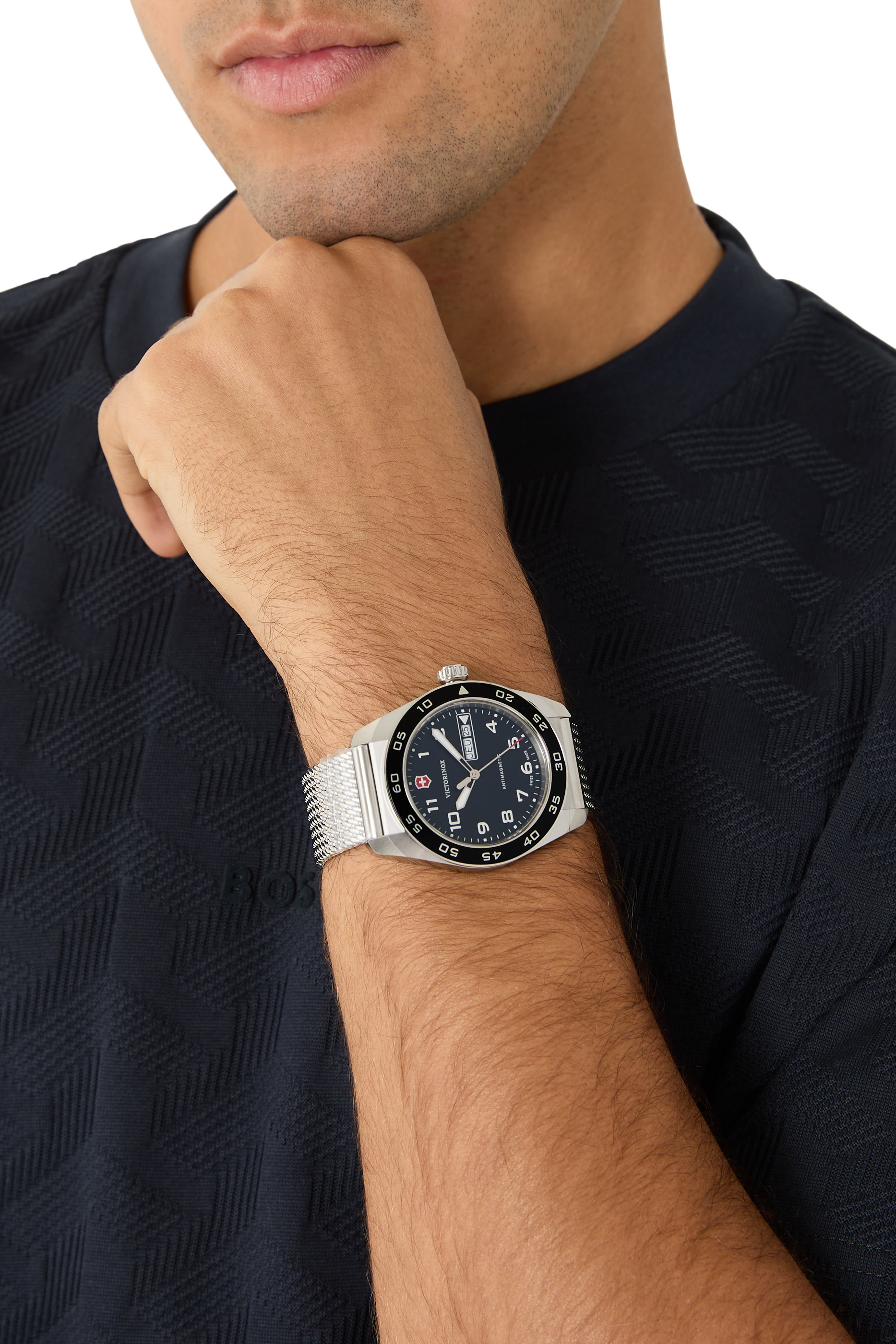 Swiss Army Quartz Watch, Stainless Steel & Mesh