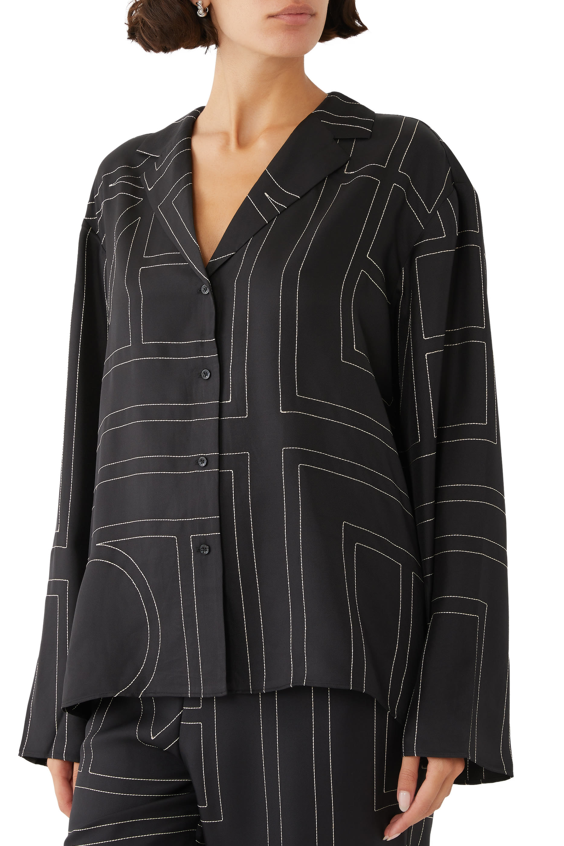 Monogram Silk Pajama Top